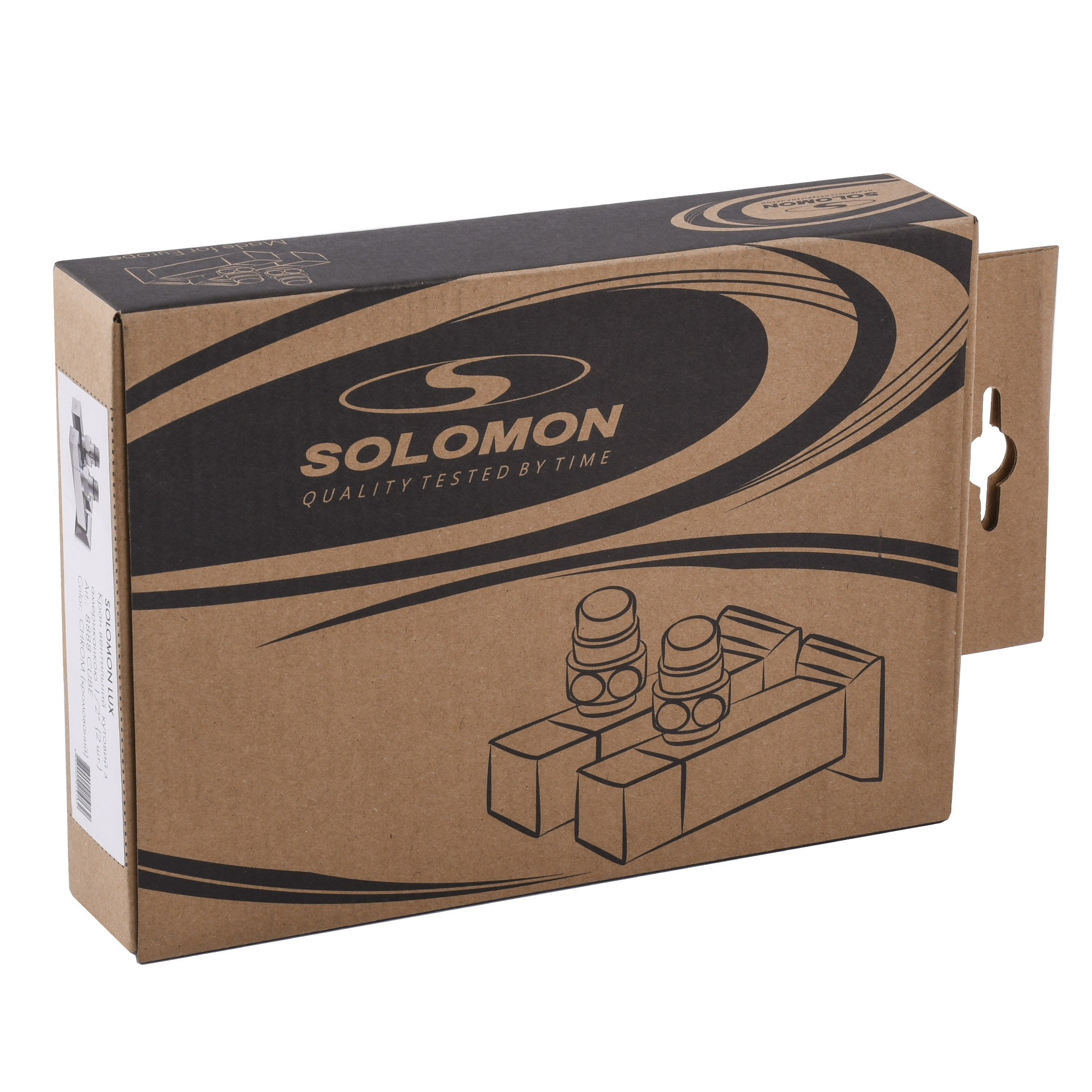 Набір Кран напівобертовий кутовий з американкою SOLOMON LUX 1/2″ CUBE CHROM 8888 (1уп.)