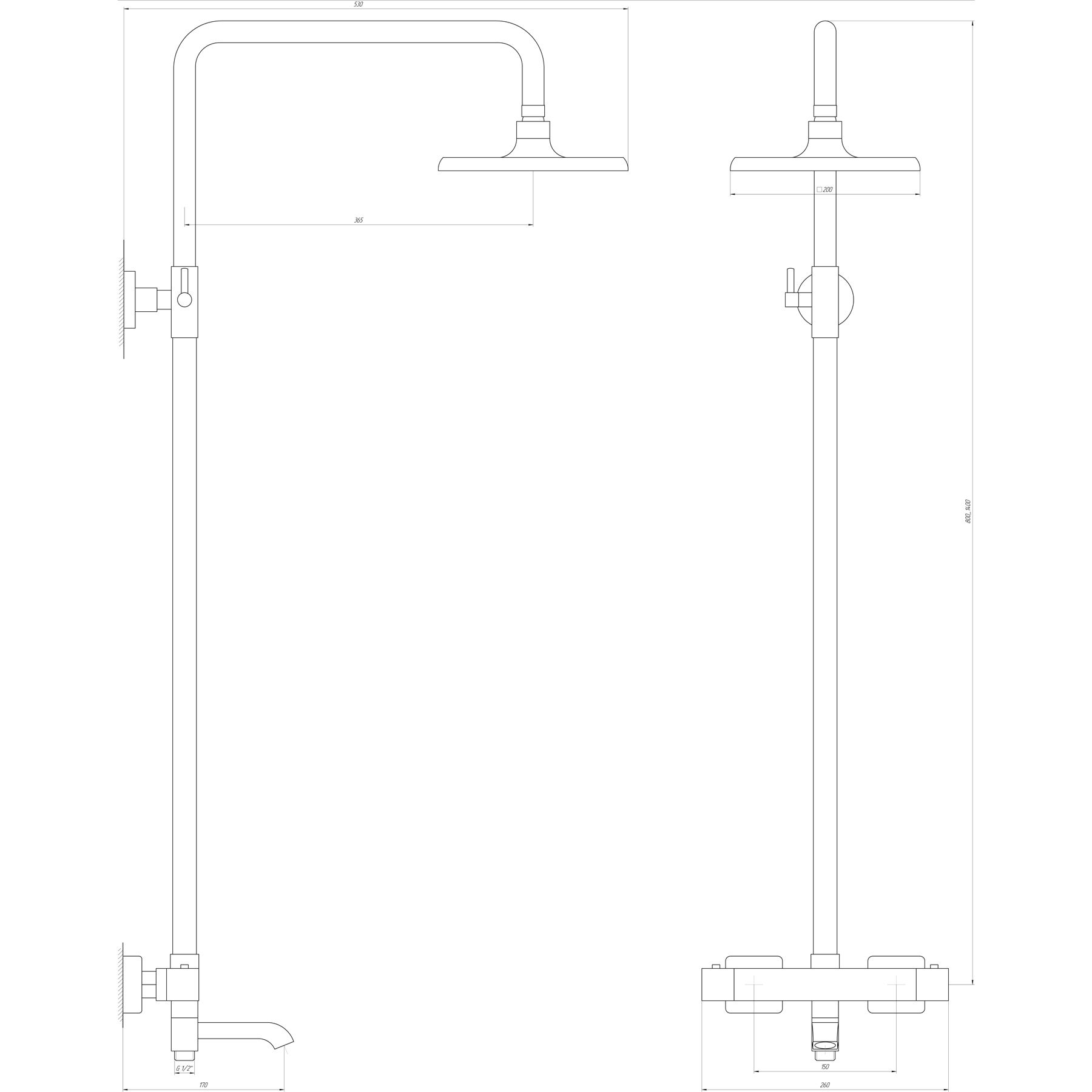 Душова система Globus Lux Termostatic R GLA-0041T-BB