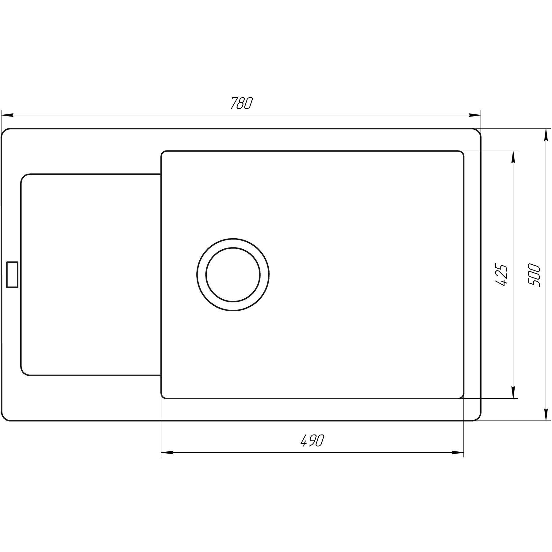Гранітна мийка Globus Lux MALAB графіт 780x500мм-А0001