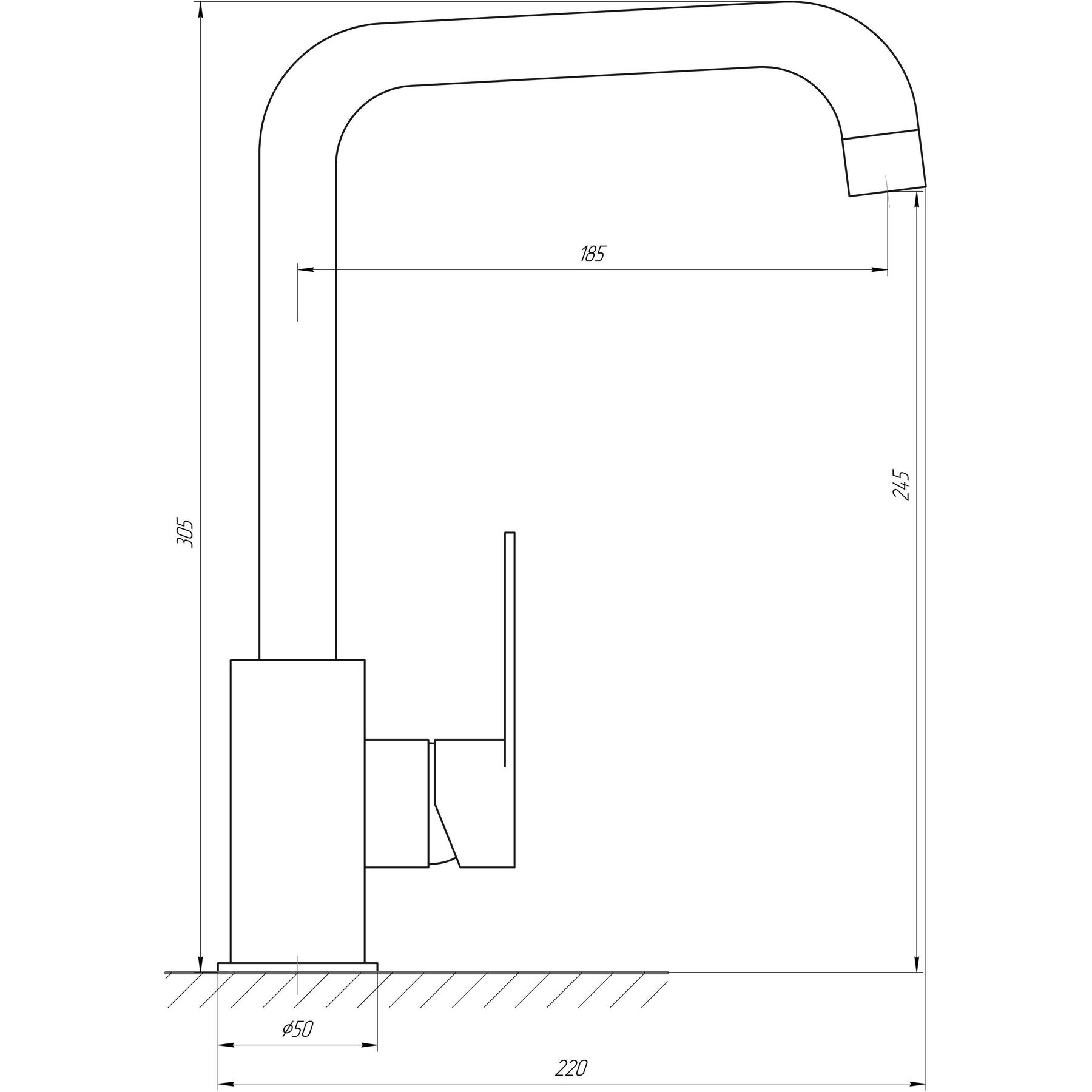Змішувач для кухні TOPAZ BARTS TB 07423-H36-BL