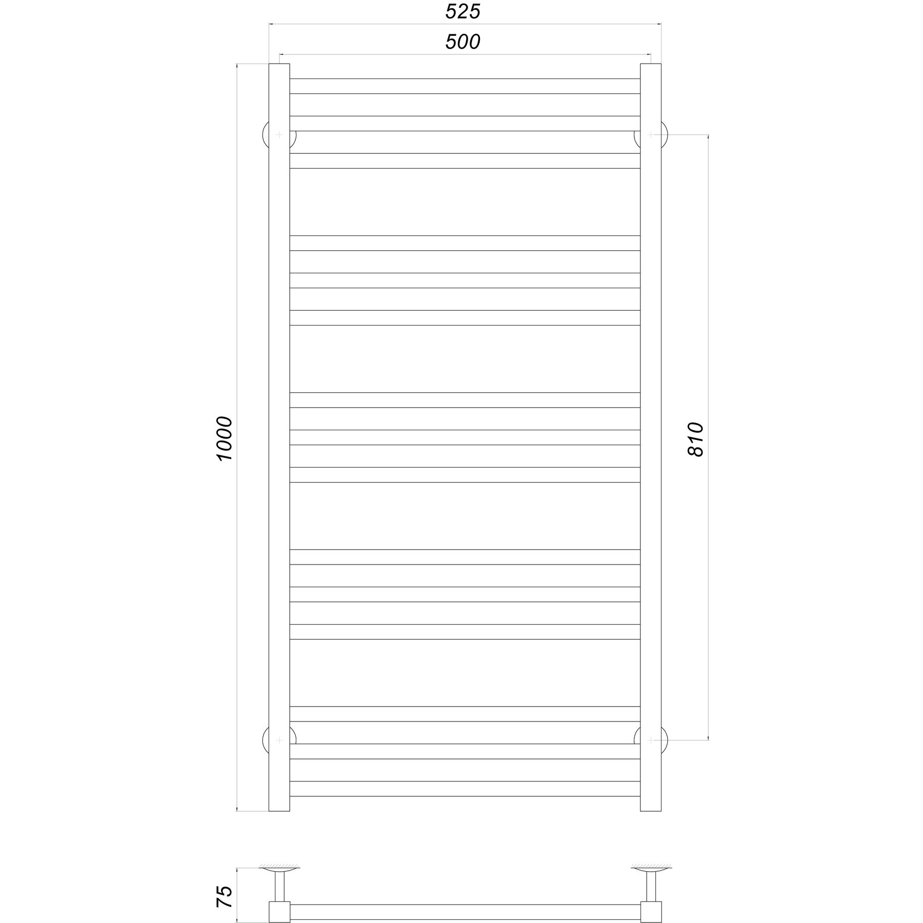 Рушникосушарка UNIO MS W 1000-500-15 Модена вода