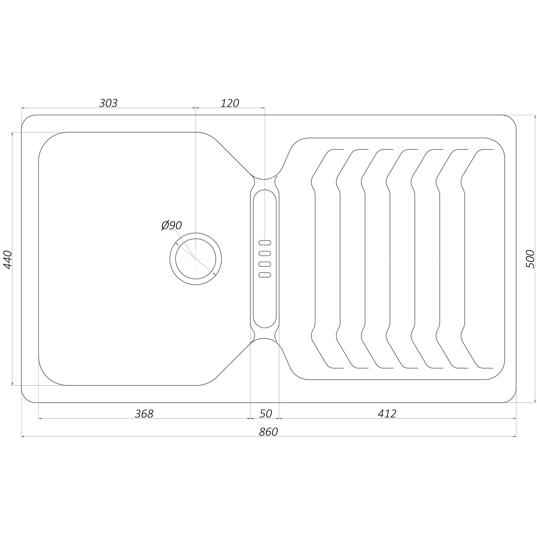 Гранітна мийка Globus Lux BOREN мокко 860х500мм