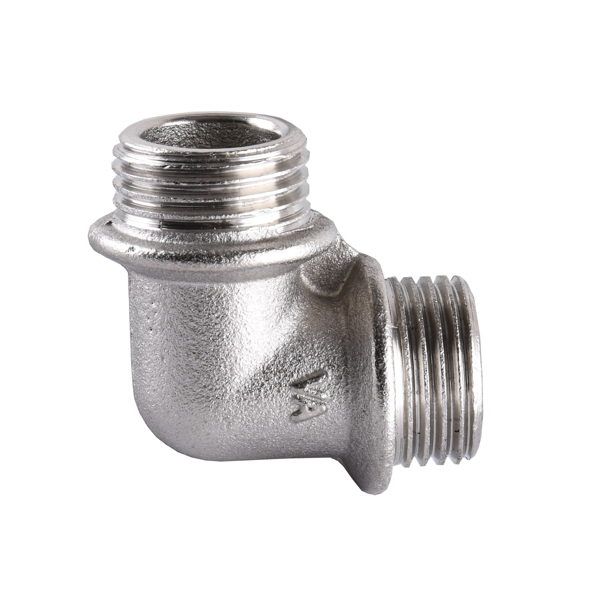 Кутник нікельований 1/2″ЗР х 1/2″ЗР штампований з буртом А0113А(нк) VA