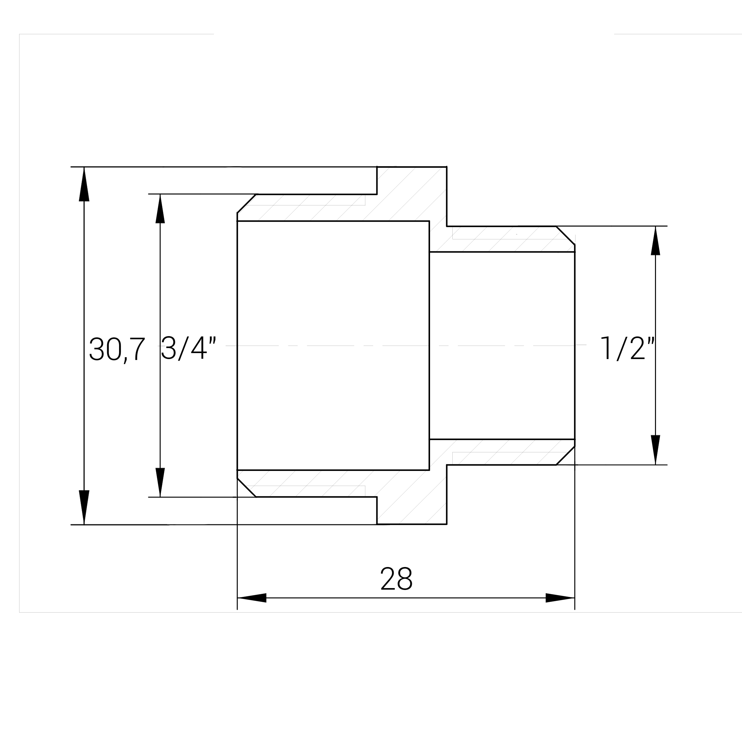 Ніпель редукційний нікельований 3/4″ЗР х 1/2″ЗР штампований А0511А(нк) VA