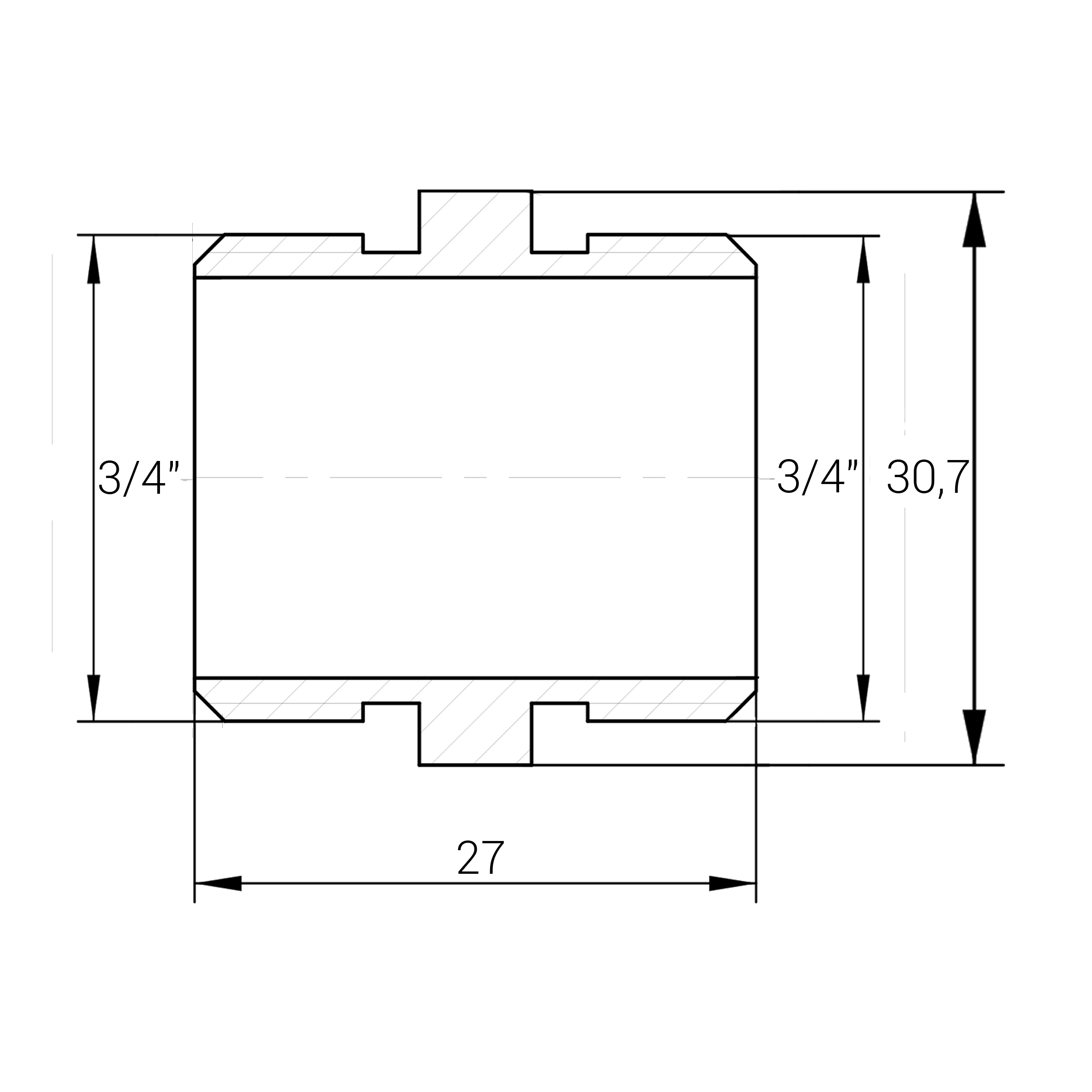 Ніпель нікельований 3/4″ЗР х 3/4″ЗР штампований А0502А(нк) VA