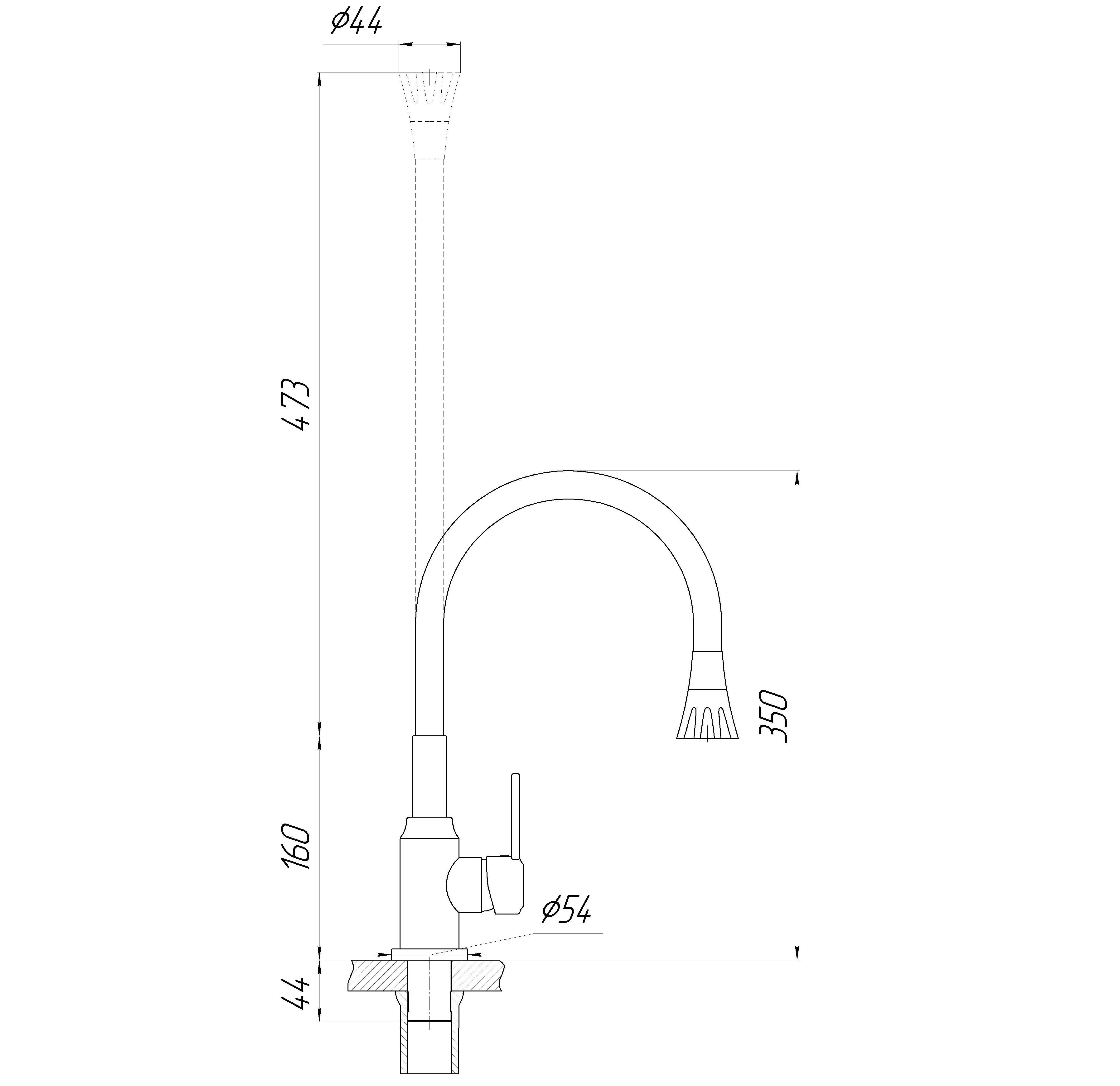 Змішувач для кухні Domino ELLIPSE DCC-203SA-S21