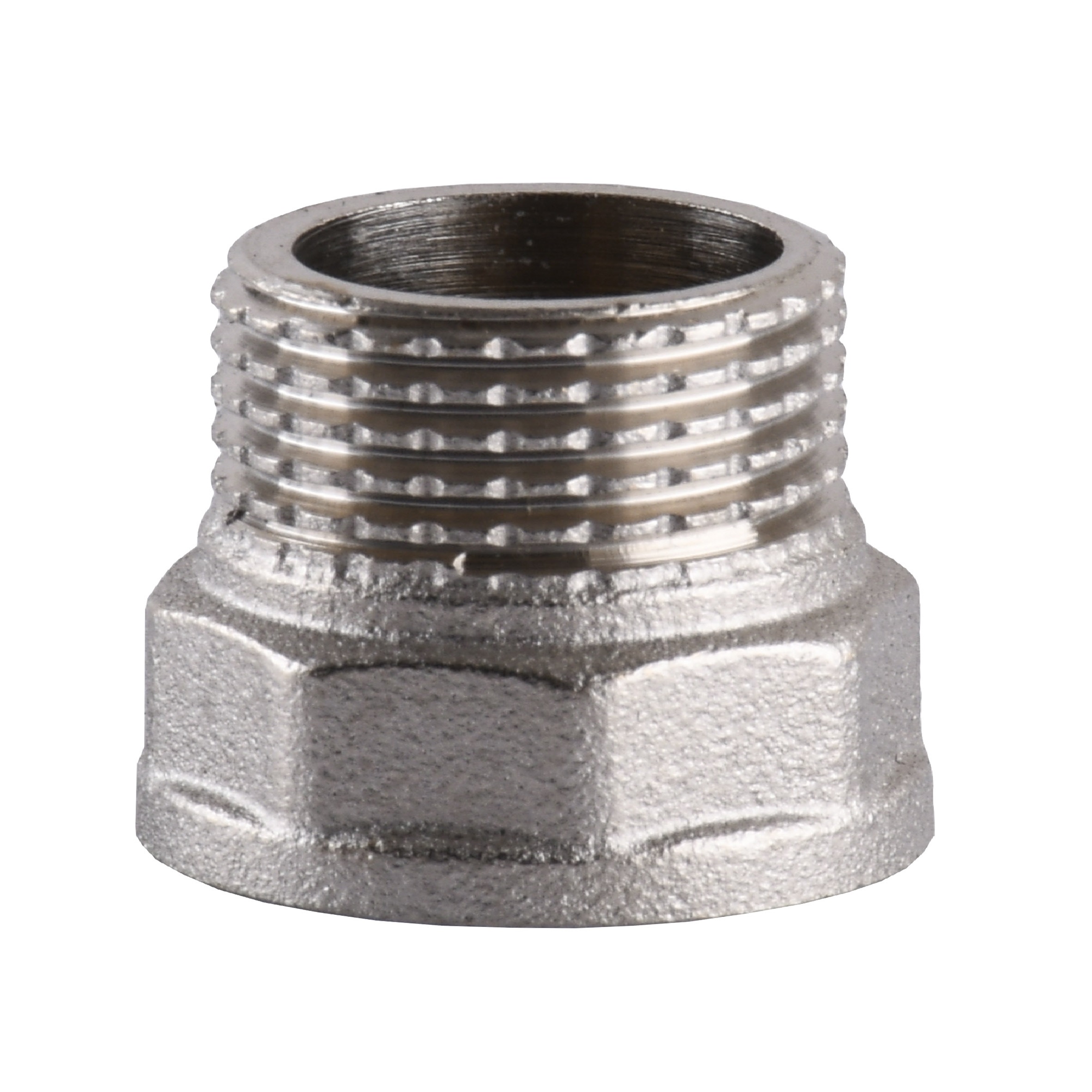Перехідник нікельований 3/4″ВР х 3/4″ЗР штампований А0609А(нк) VA