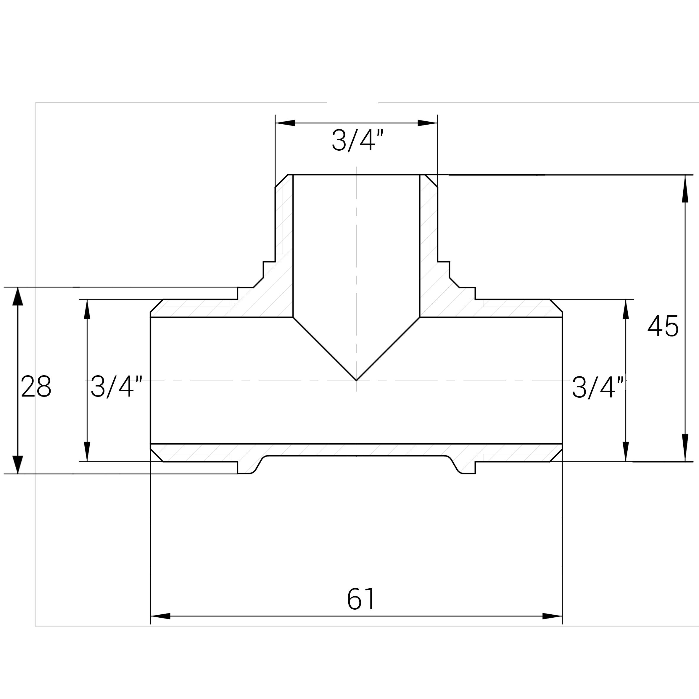 Трійник нікельований 3/4″ЗР х 3/4″ЗР х 3/4″ЗР штампований A0246А(нк) VA