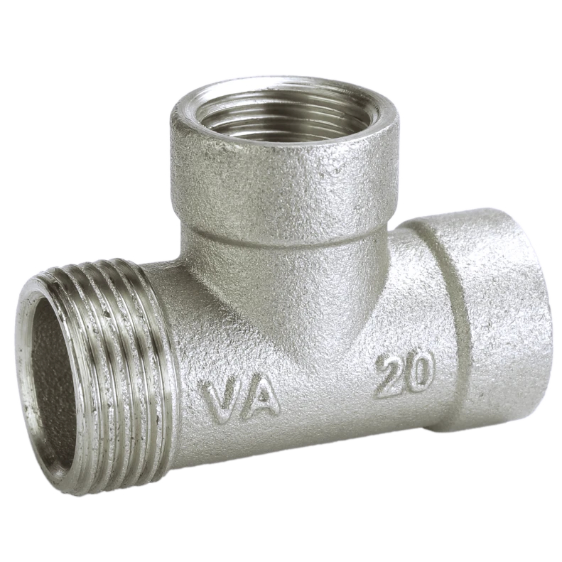 Трійник редукційний нікельований 3/4″ЗР х 1/2″ВР х 1/2″ВР штампований A0225А(нк) VA