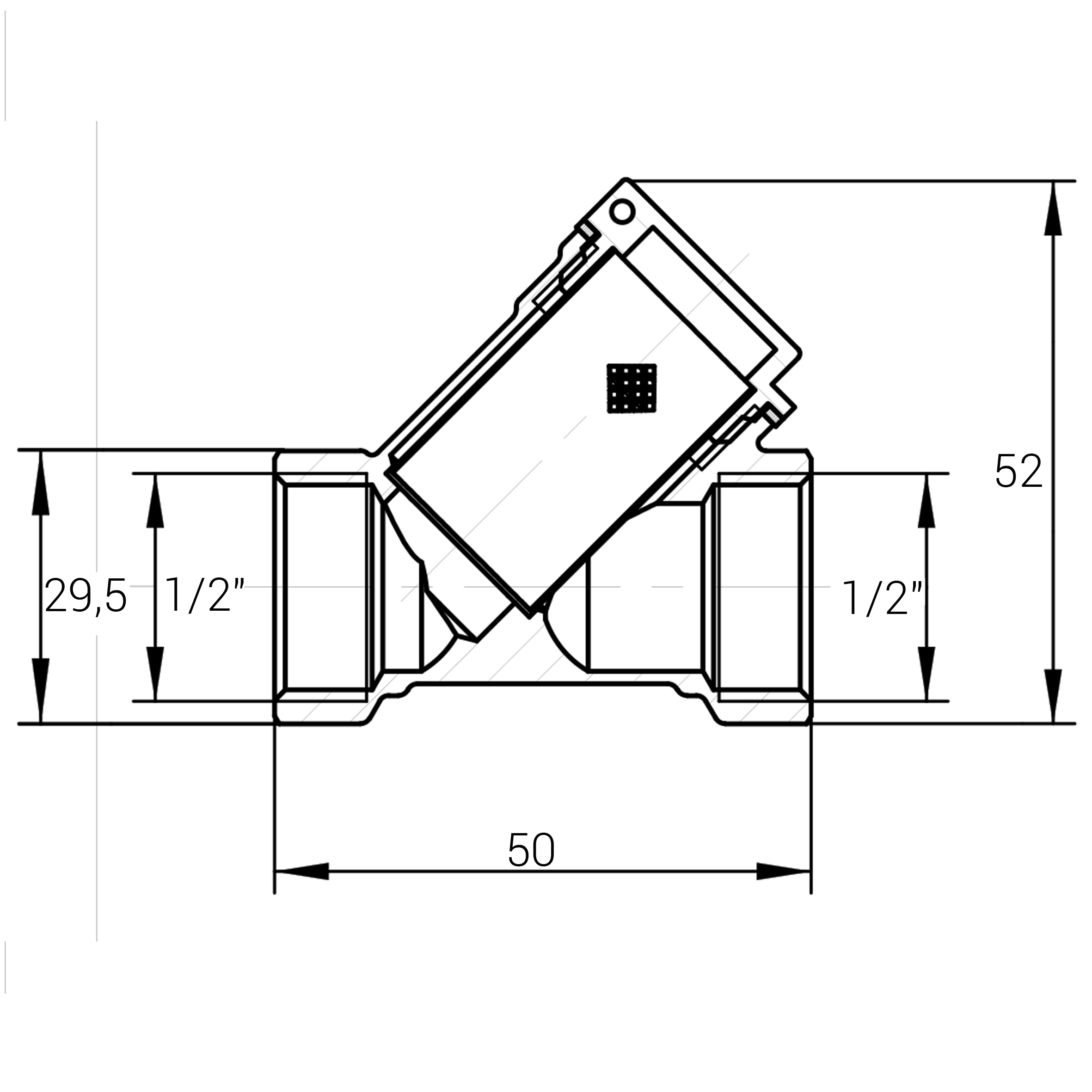 Фільтр грубої очистки латунний 1/2″ВР х 1/2″ВР ливарний Б3301А VA