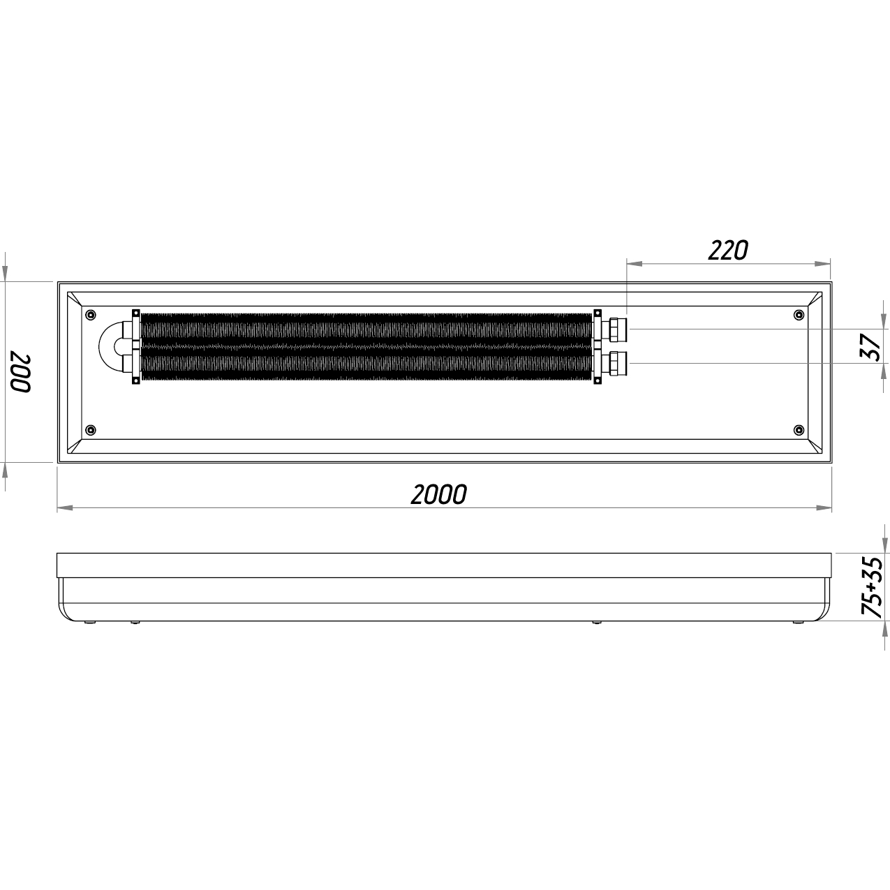 Конвектор ТС70-2000/200-Eco-2br (без решітки)