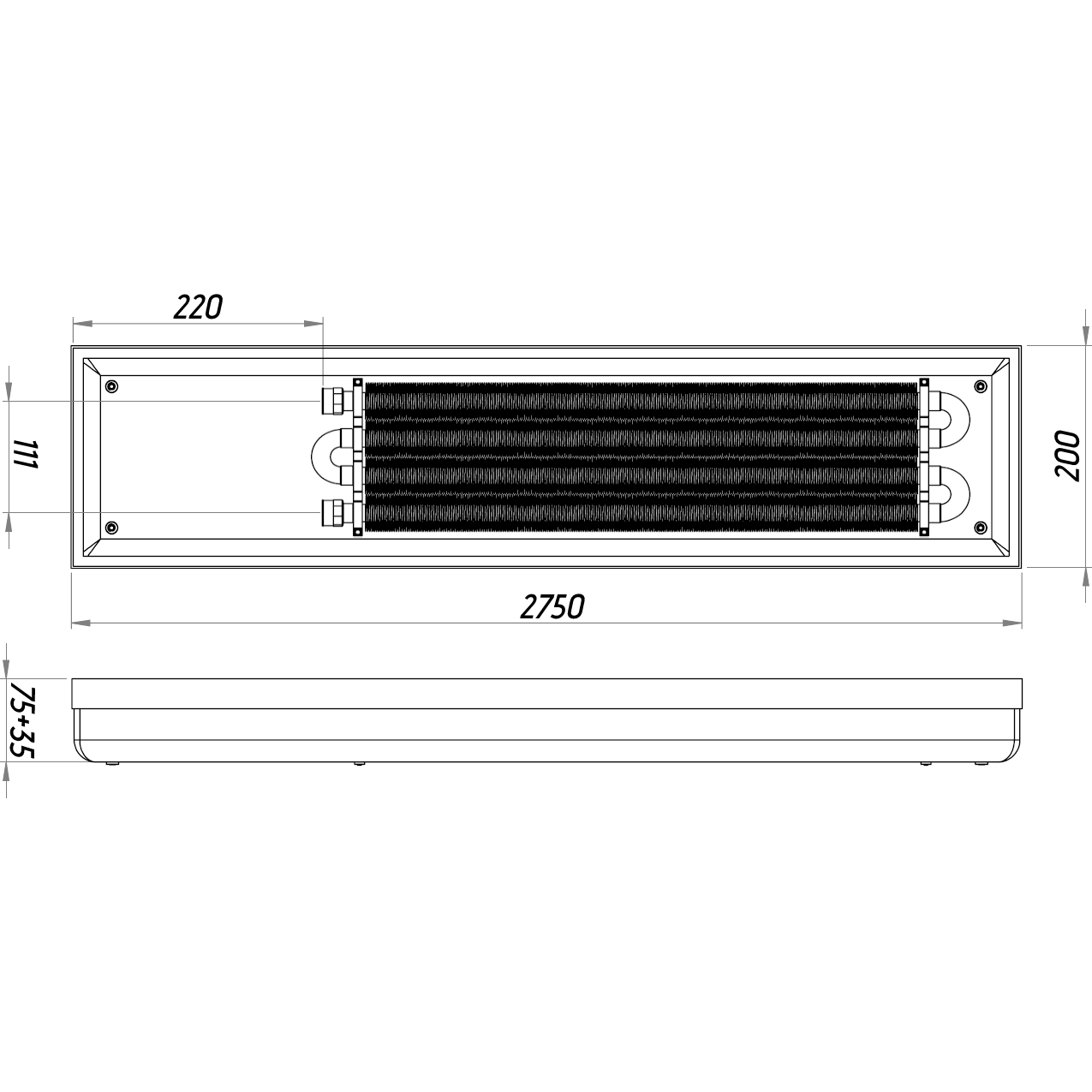 Конвектор ТС70-2750/200-Comfort-4su (без решітки)