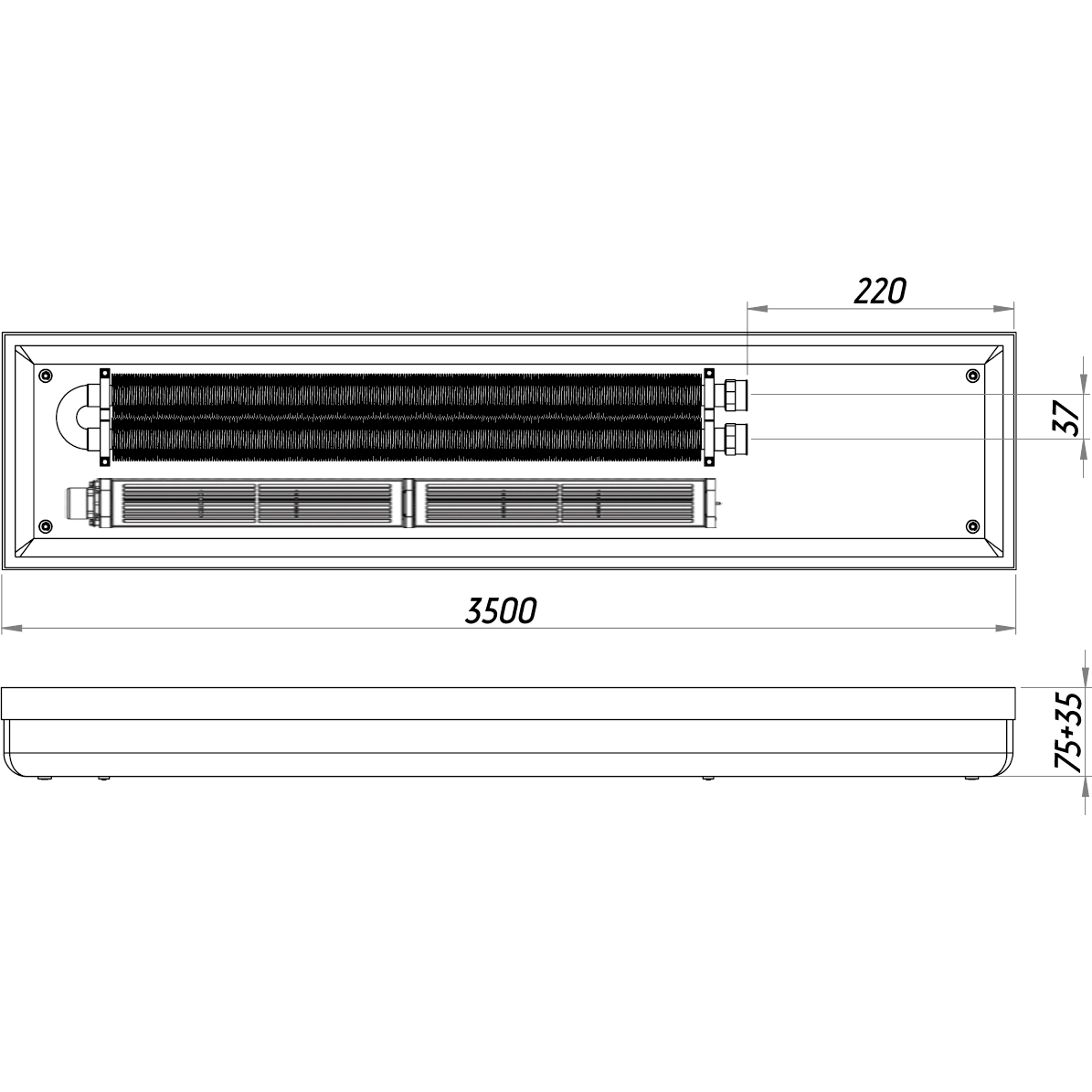 Конвектор ТС70-3500/200-Turbo-2br (без решітки)
