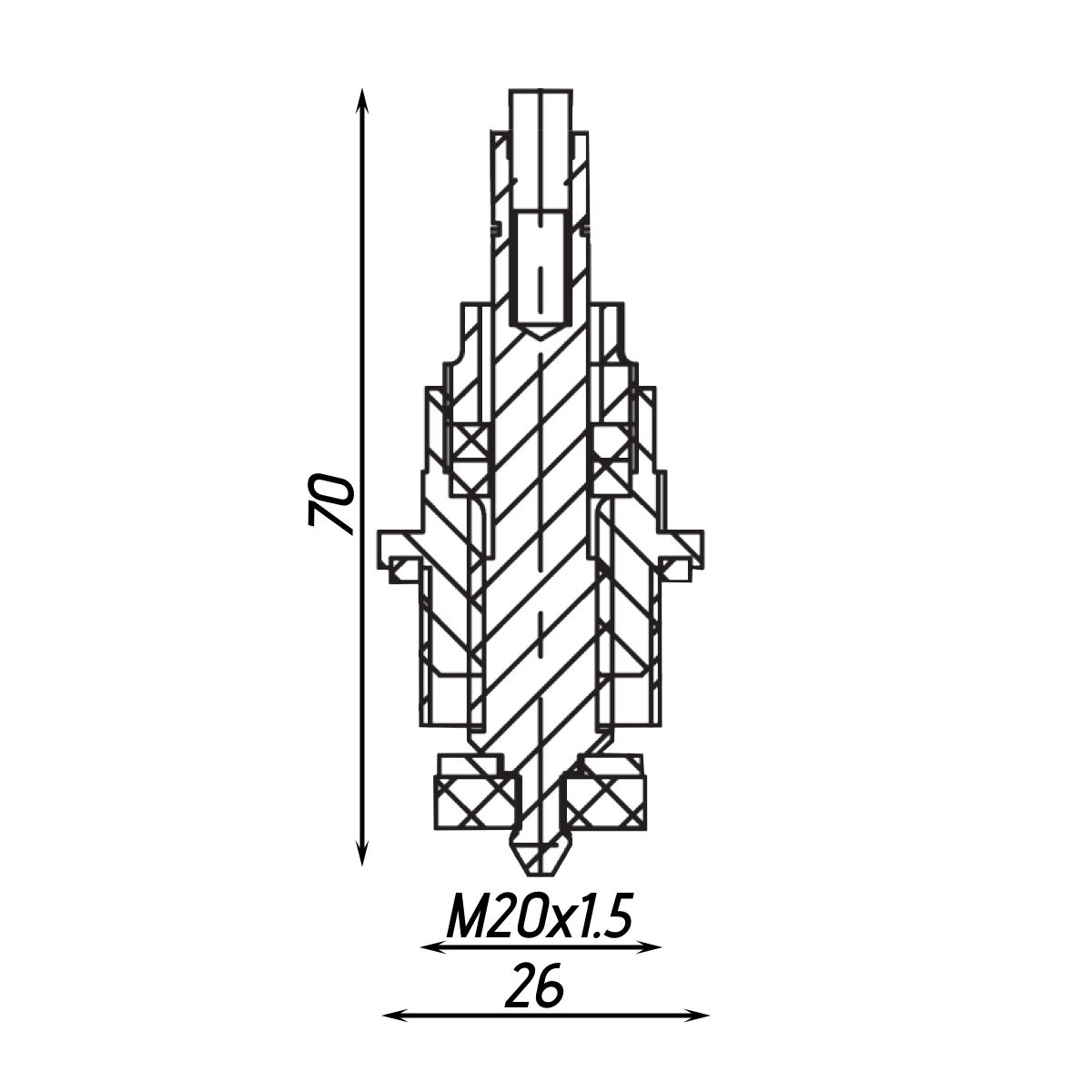 Вентильна головка без маховика для крана ХВ 1/2″ латунна М20 х 1,5 штампована Б1811А VA