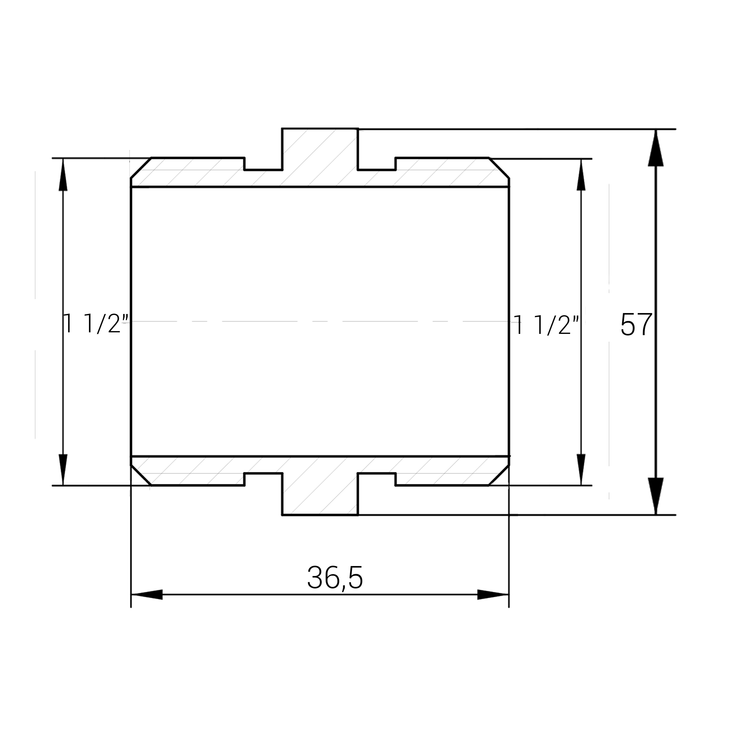 Ніпель латунний 1 1/2″ЗР х 1 1/2″ЗР штампований А0535А VA