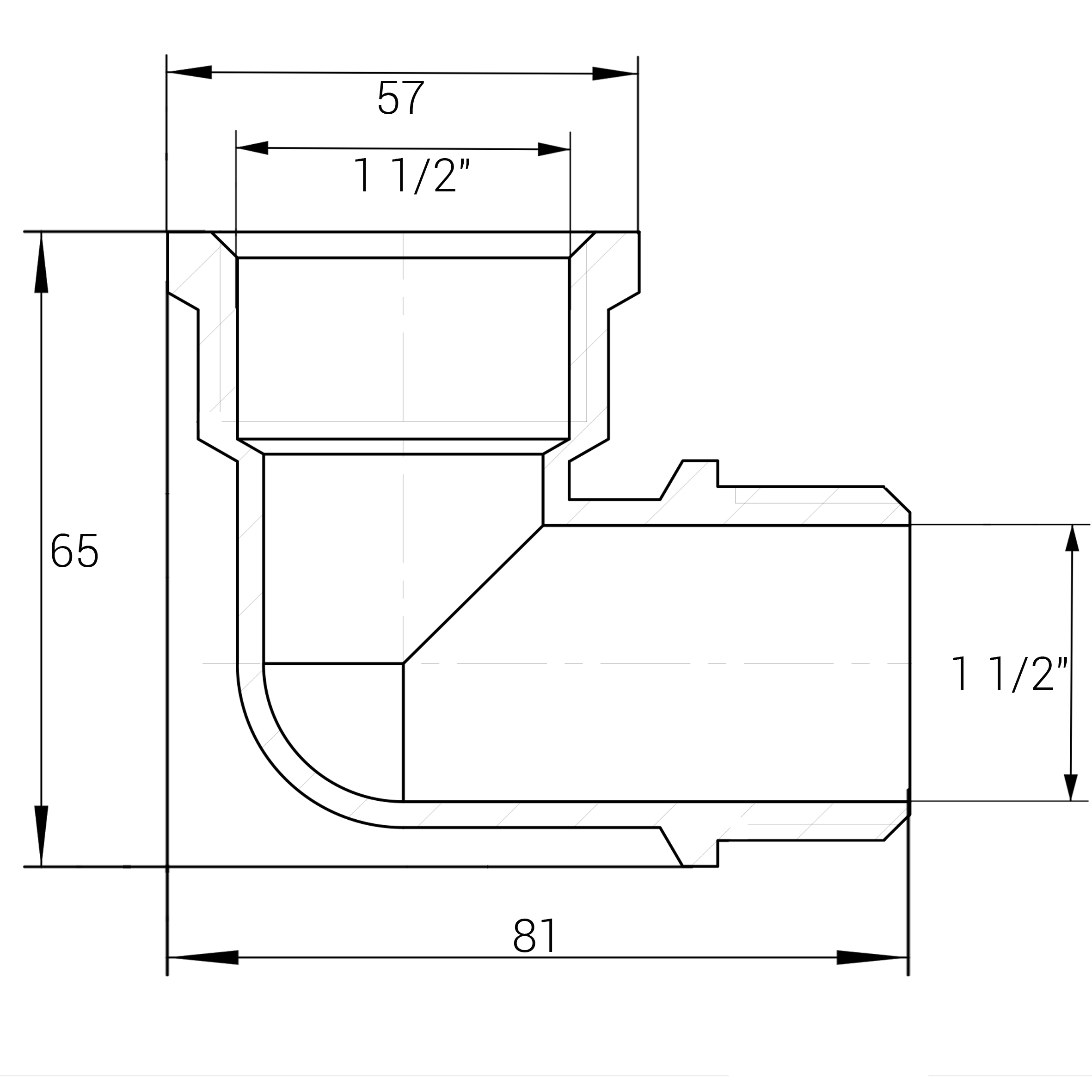 Кутник нікельований 1 1/2″ВР х 1 1/2″ЗР ливарний А0137А(нк) VA