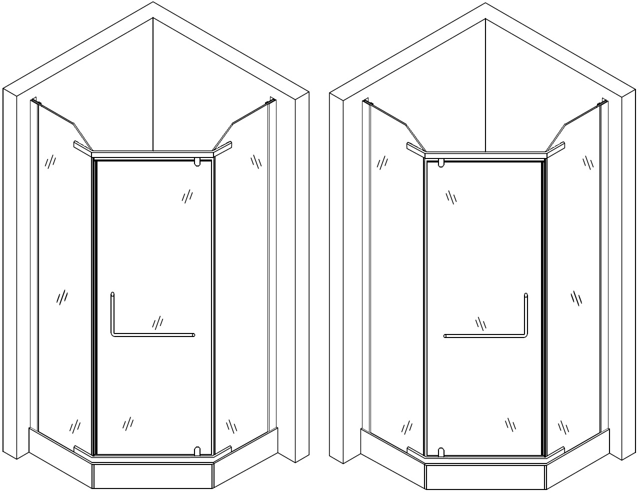 Душова кабіна пятикутна RABA L90TB (L90BT) BRAVO (2уп.)