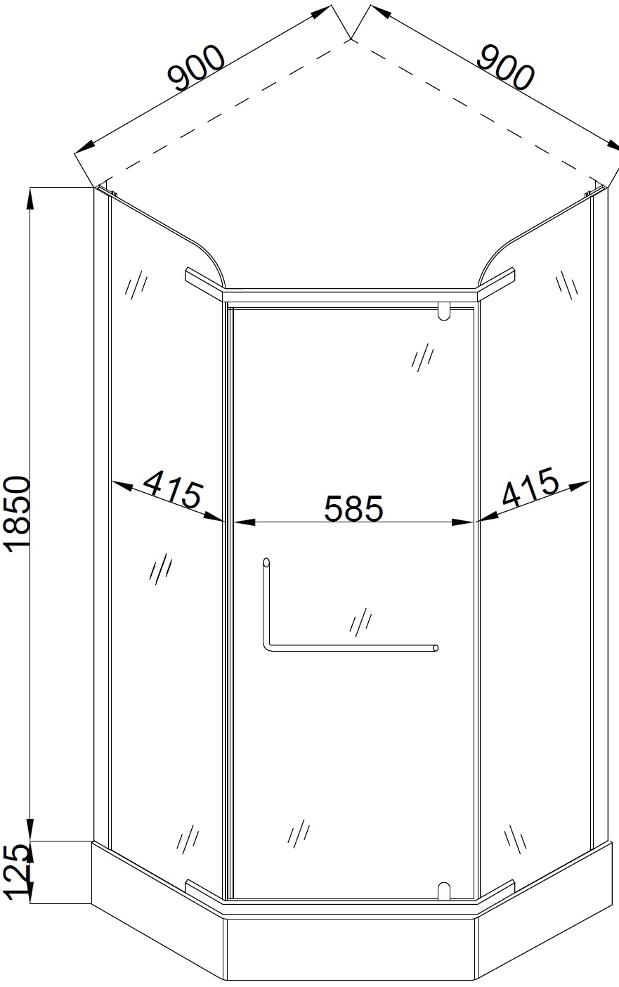 Душова кабіна пятикутна RABA L90TB (L90BT) BRAVO (2уп.)