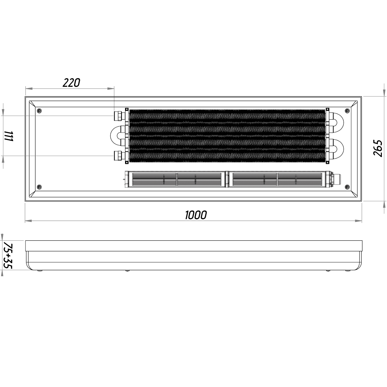Конвектор ТС80-1000/265-LUX-4wbl (з решіткою)