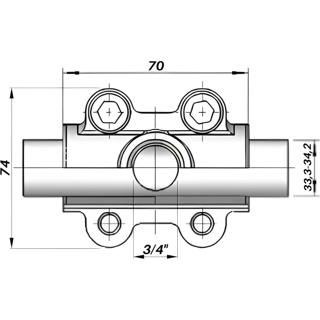 Врізка в трубу з внутрішньою різьбою DN25(33,3-34,2 мм) х 3/4″ OBD AGAflex