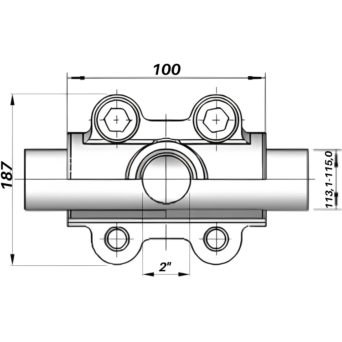 Врізка в трубу з внутрішньою різьбою DN100(113,1-115,0 мм) х 2″ OBD AGAflex