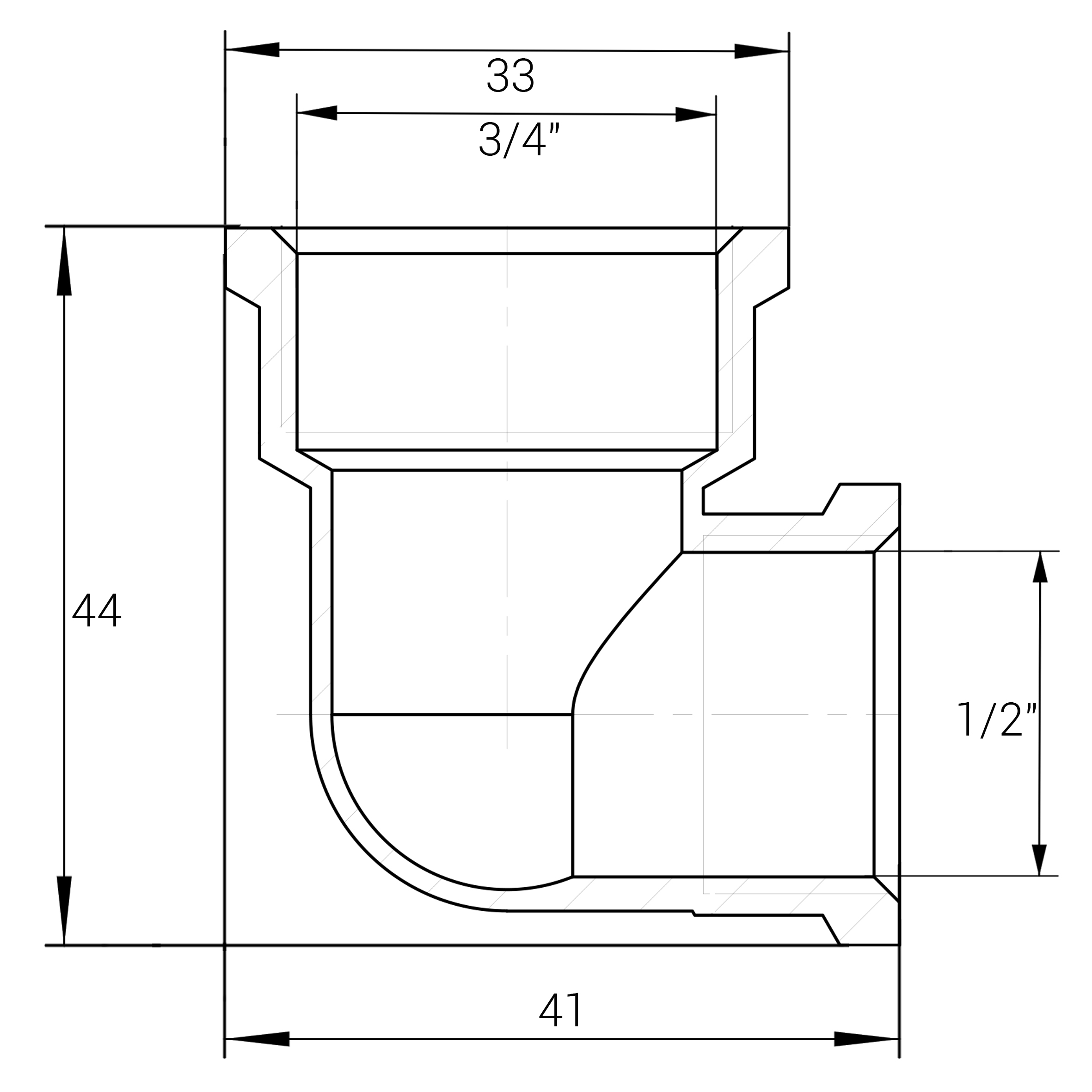 Кутник редукційний нікельований 3/4″ВР х 1/2″ВР штампований А0112А(нк) VA