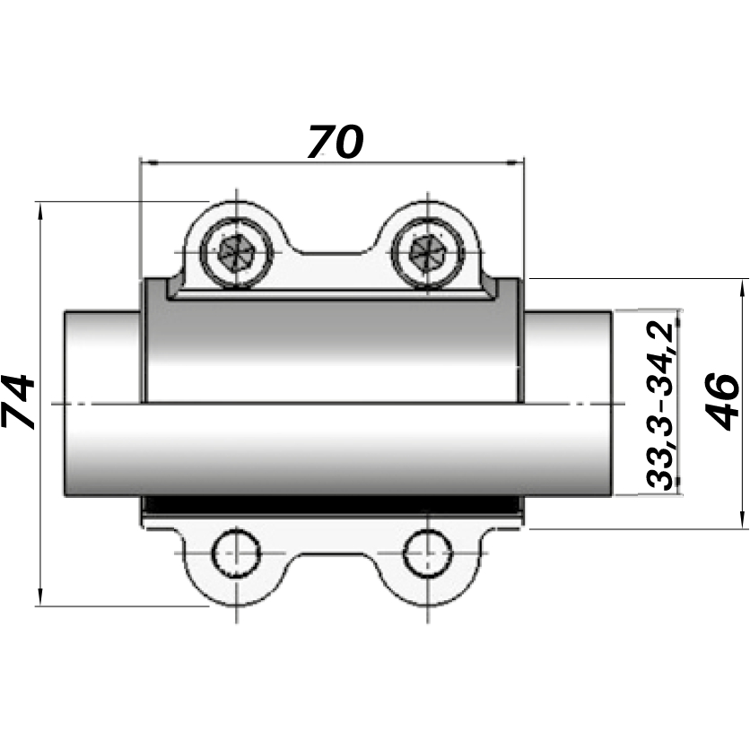 Ремонтний хомут DN25(33,3–34,2 мм) OBA AGAflex