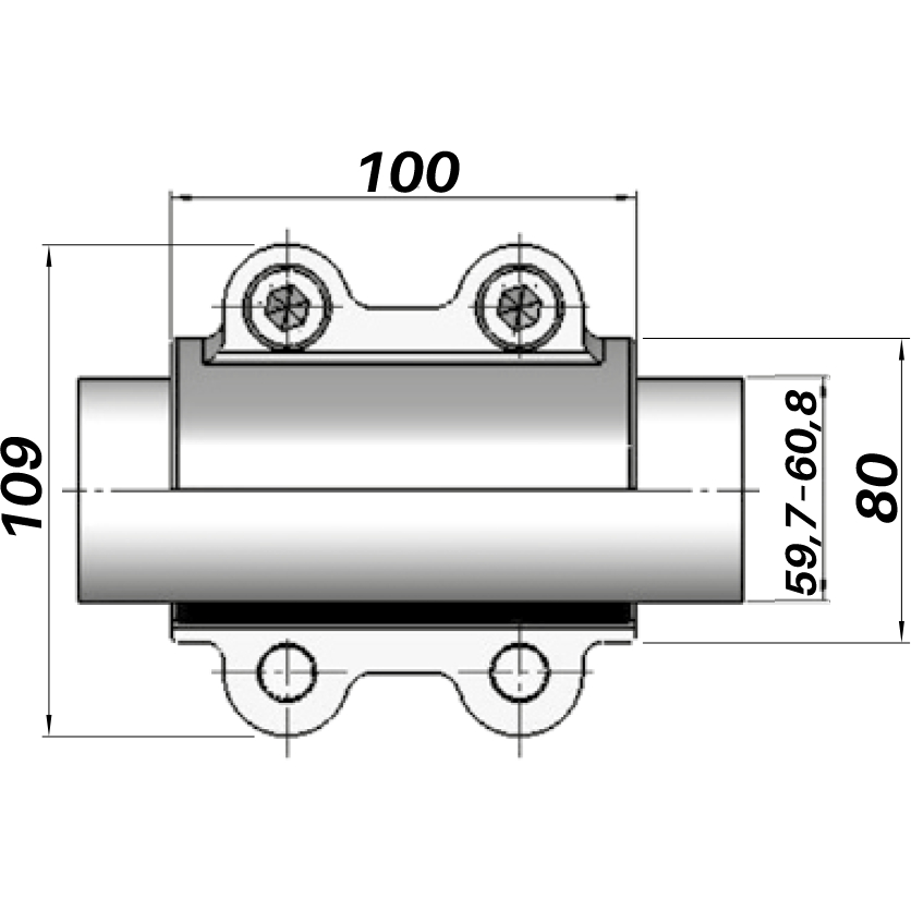 Ремонтний хомут DN50(59,7–60,8 мм) OBA AGAflex