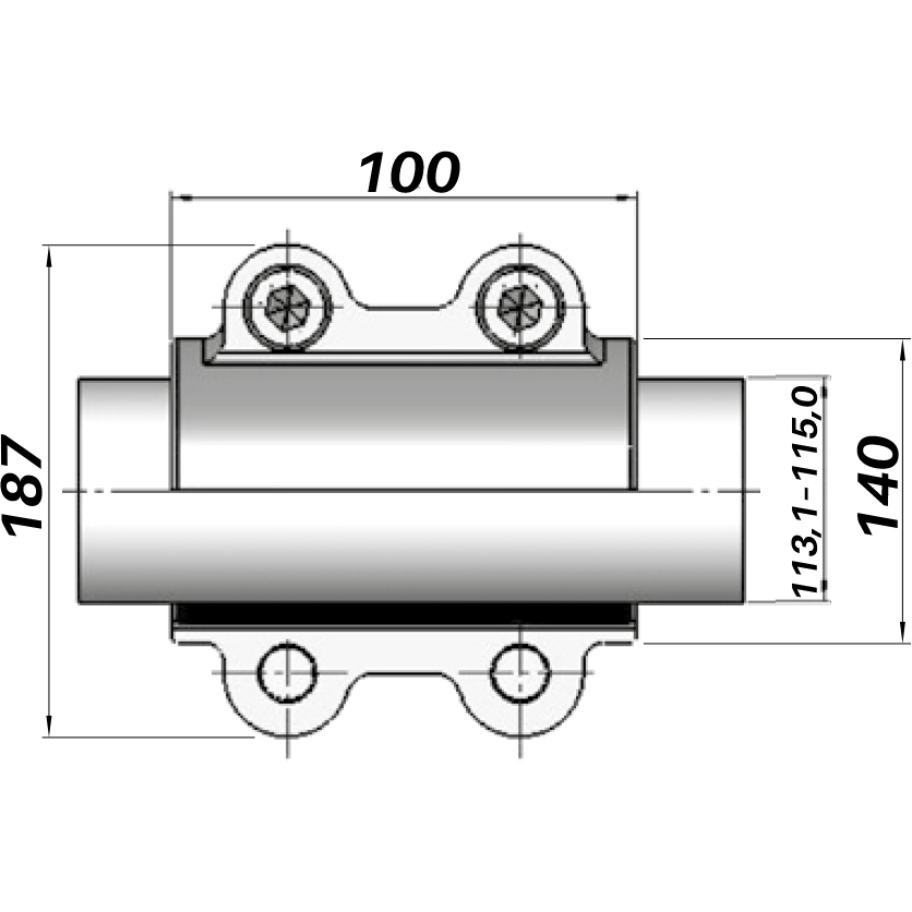 Ремонтний хомут DN100(113,1–115,0 мм) OBA AGAflex