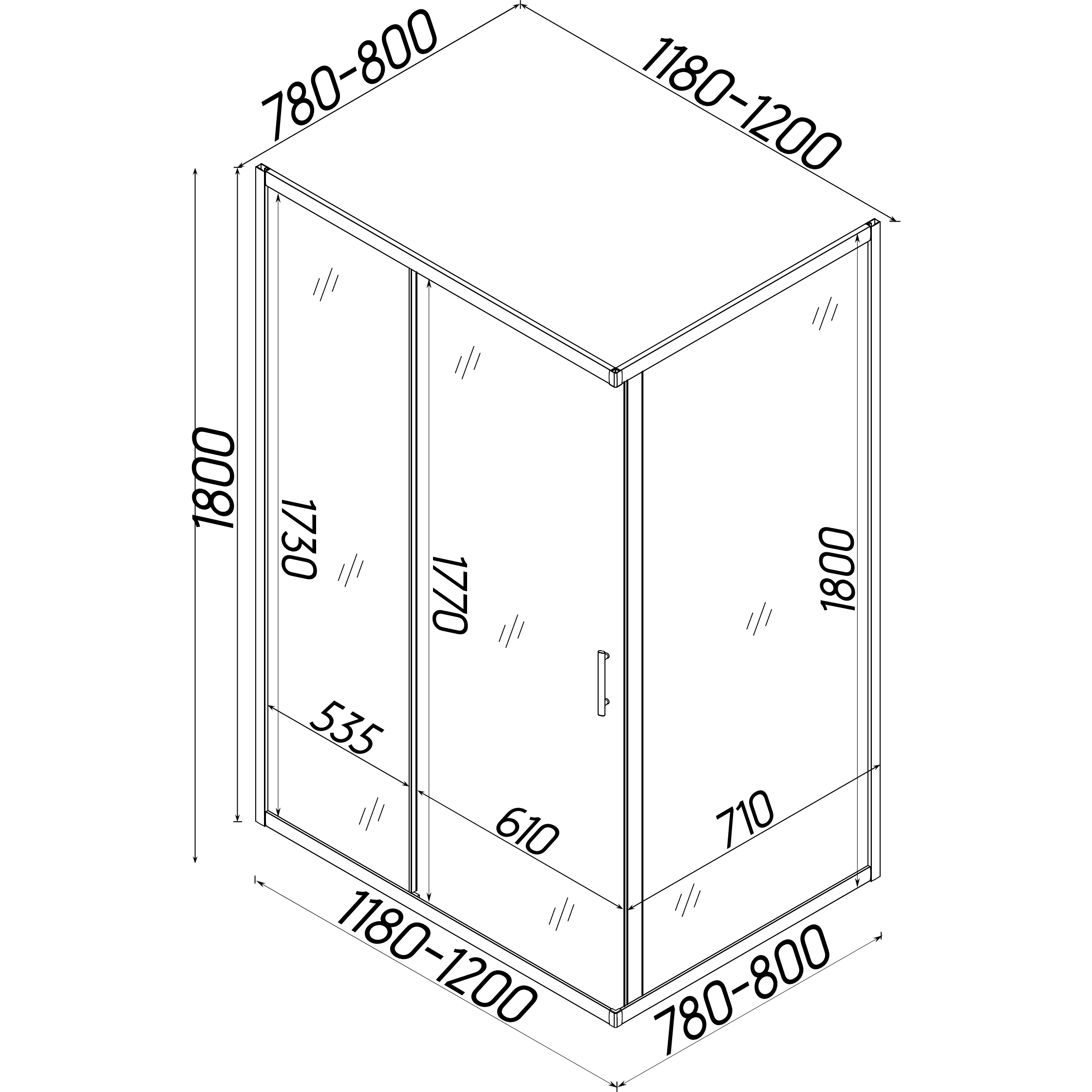 Душова кабіна прямокутна без піддона NISA N120TB.Mosaic BRAVO (1уп.)