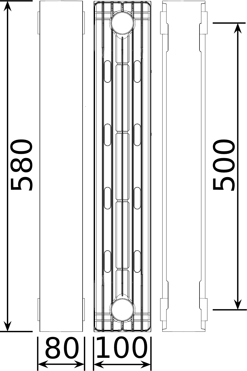 Радіатор біметалевий секційний QUEEN THERM 500/100 VERTICAL (кратно 10)