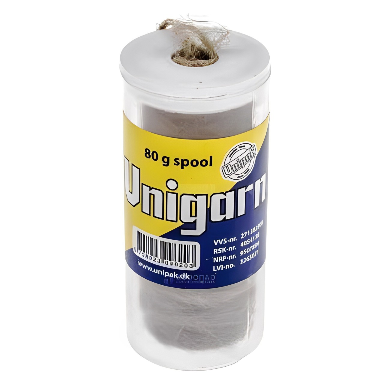Пакля, льон сантехнічний Unigarn  80g UNIPAK без маркування (катушка в тубусі)