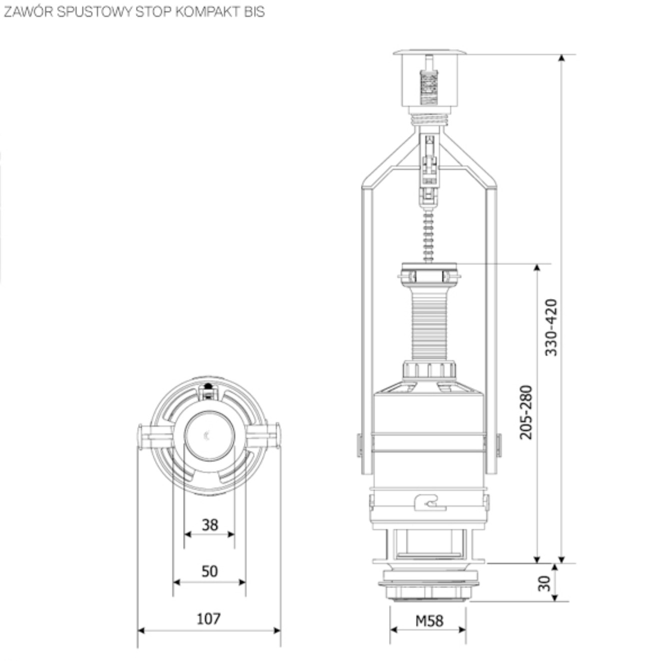 Зливний клапан K.K.POL ZSB/211, Stop, (350/ZSB/211-00-T0)