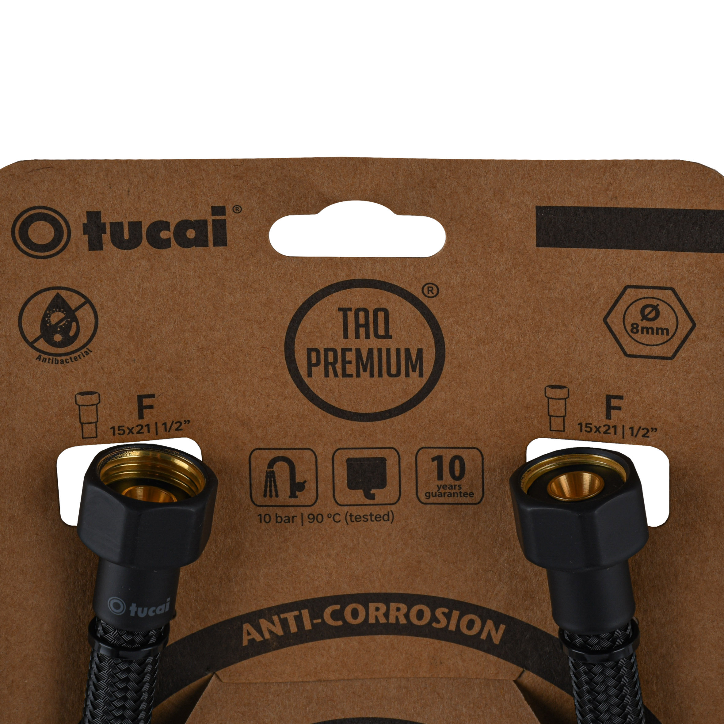 Шланг водяний TUCAI TAQ PREMIUM GRIF  1/2″x1/2″ BВ 0,3м.АНТИКОР. ACB HG-1212-300  (Чорний Мат) 209968