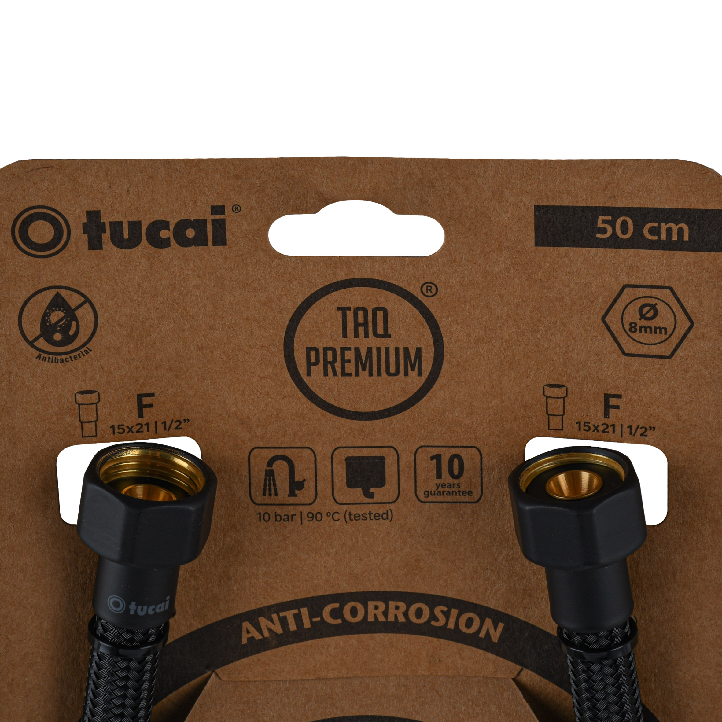 Шланг водяний TUCAI TAQ PREMIUM GRIF 1/2″x1/2″ BВ 0,5м.АНТИКОР. ACB HG-1212-500  (Чорний Мат) 209970