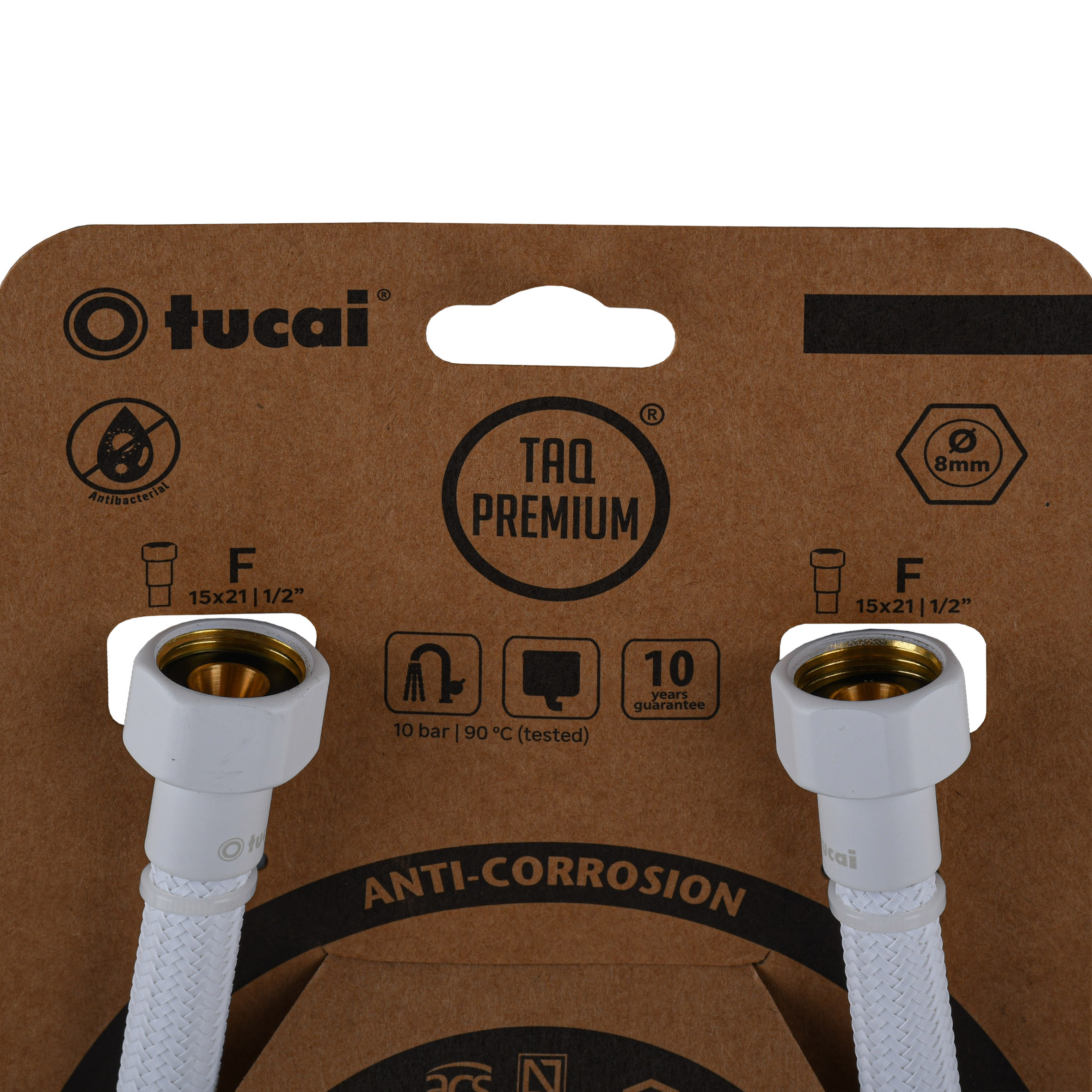 Шланг водяний TUCAI TAQ PREMIUM GRIF 1/2″x1/2″ BВ 0,3м.АНТИКОР. ACB HG-1212-300  (Білий Мат) 209971