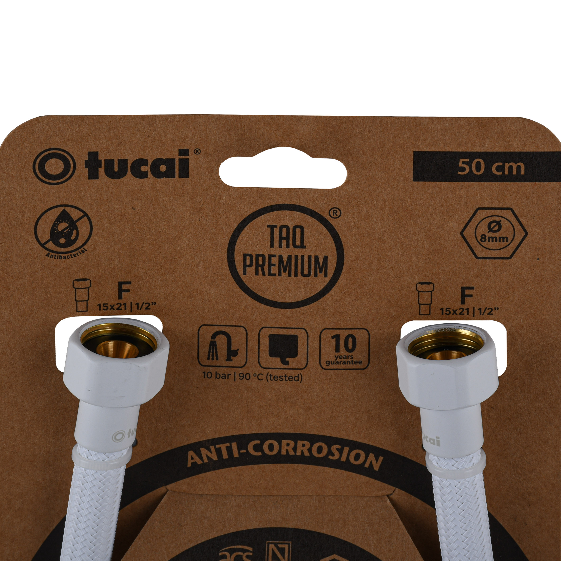 Шланг водяний TUCAI TAQ PREMIUM GRIF 1/2″x1/2″ BВ 0,5м.АНТИКОР. ACB HG-1212-500  (Білий Мат) 209973