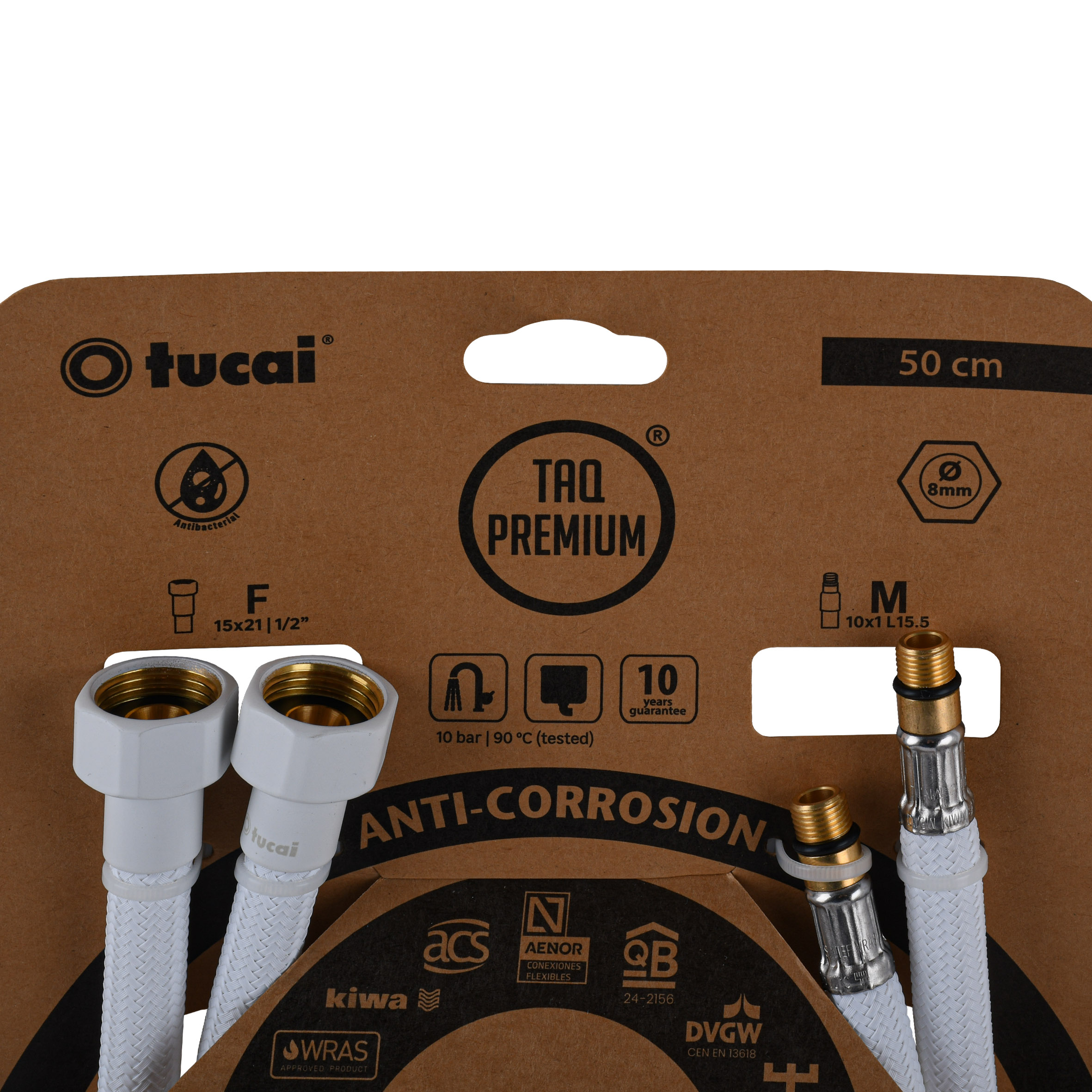 Шланг для змішувача TUCAI TAQ PREMIUM GRIF М10х1/2″ 0,5м. АНТИКОР. AСB ПАРА (Білий Мат) 209967