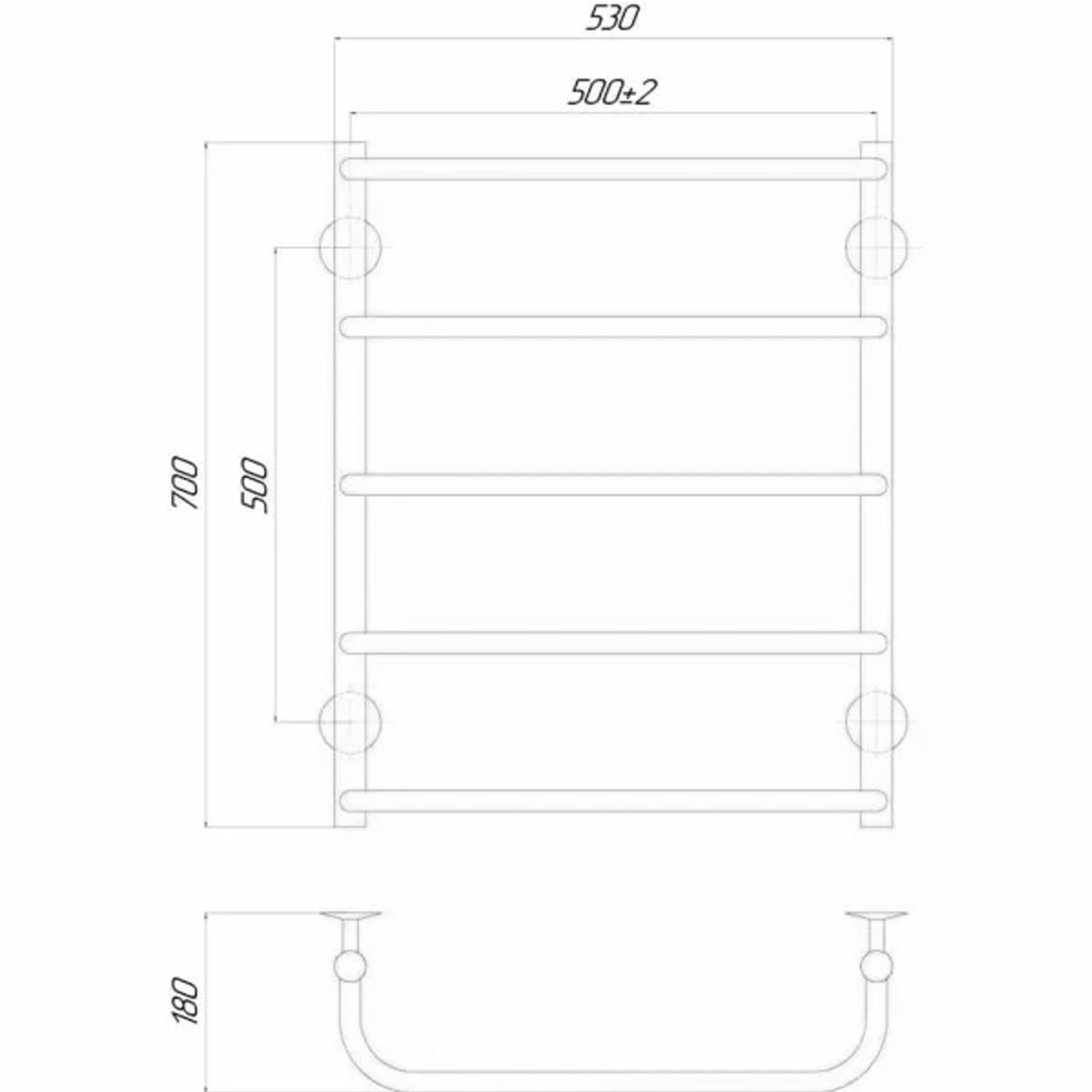 Рушникосушарка UNIO LS ЕU 700-500-5 Драбинка Скоба електро