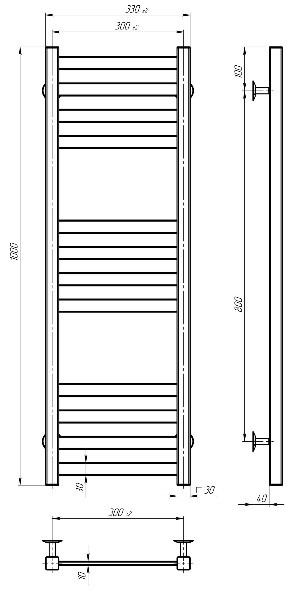 Рушникосушарка електрична Avast П12 300х1000 Deffi фарбована сталь (Чорний, JD04, Ліве підключення)