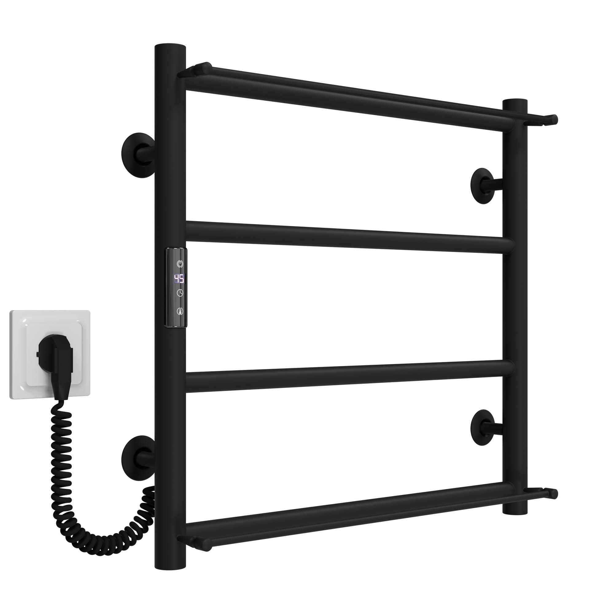 Рушникосушарка електрична Ladder П4 400х500 Deffi нержавіюча сталь (Чорний, JD03, Ліве підключення)