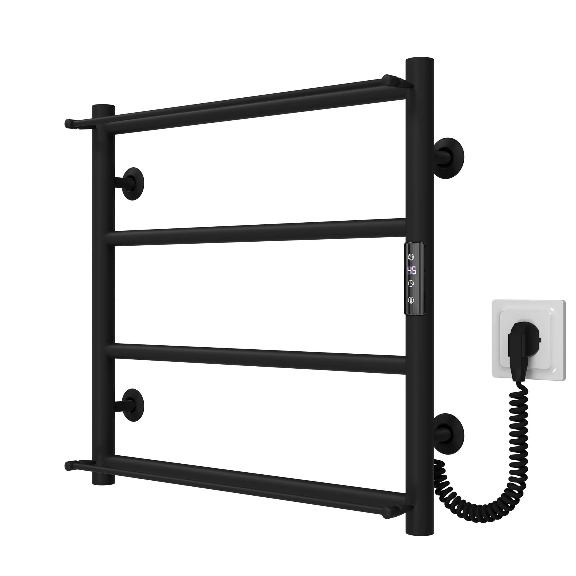 Рушникосушарка електрична Ladder П4 400х500 Deffi нержавіюча сталь (Чорний, JD03, Праве підключення)