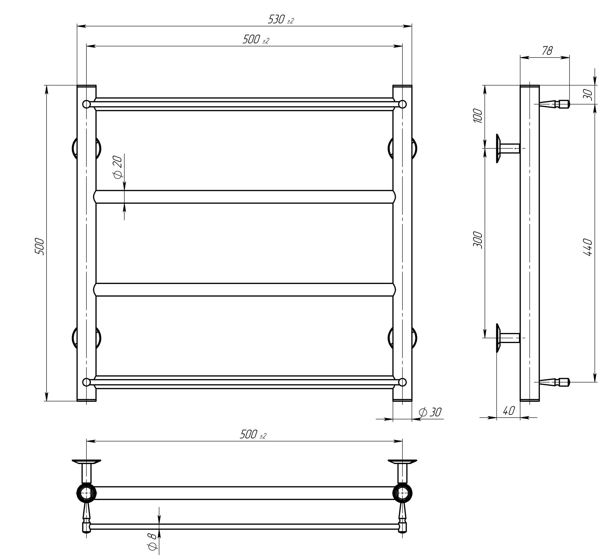 Рушникосушарка електрична Ladder П4 400х500 Deffi нержавіюча сталь (Чорний, JD03, Праве підключення)