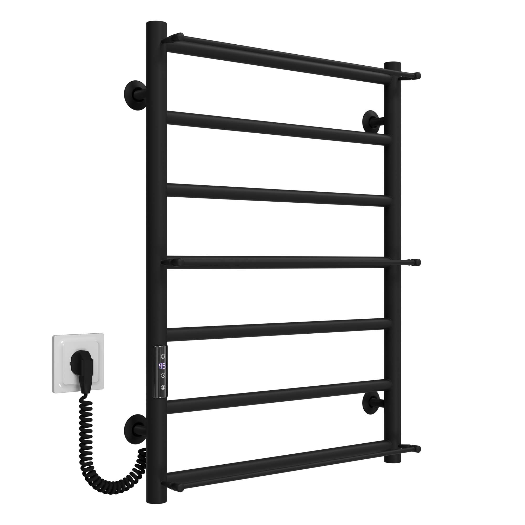 Рушникосушарка електрична Ladder П7 500х700 Deffi нержавіюча сталь (Чорний, JD03, Ліве підключення)