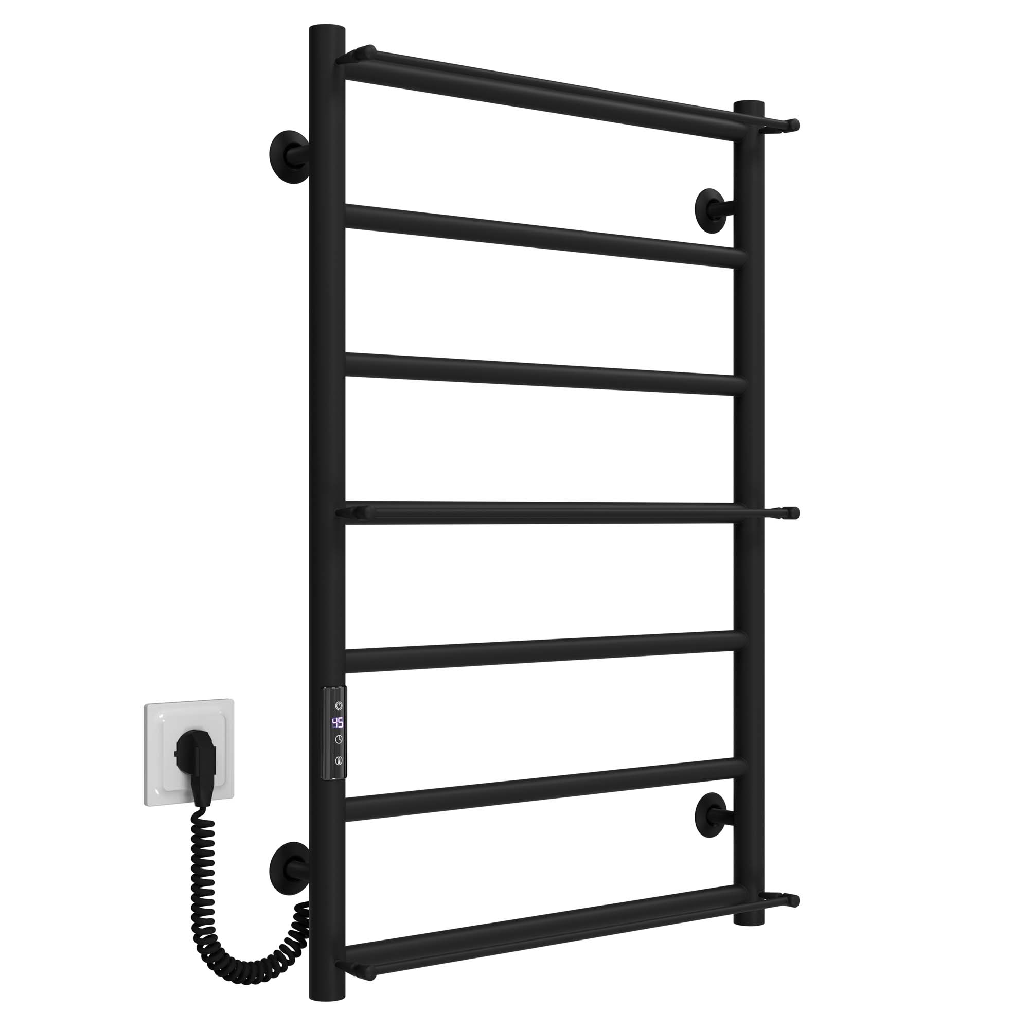 Рушникосушарка електрична Ladder П7 500х800 Deffi нержавіюча сталь (Чорний, JD03, Ліве підключення)