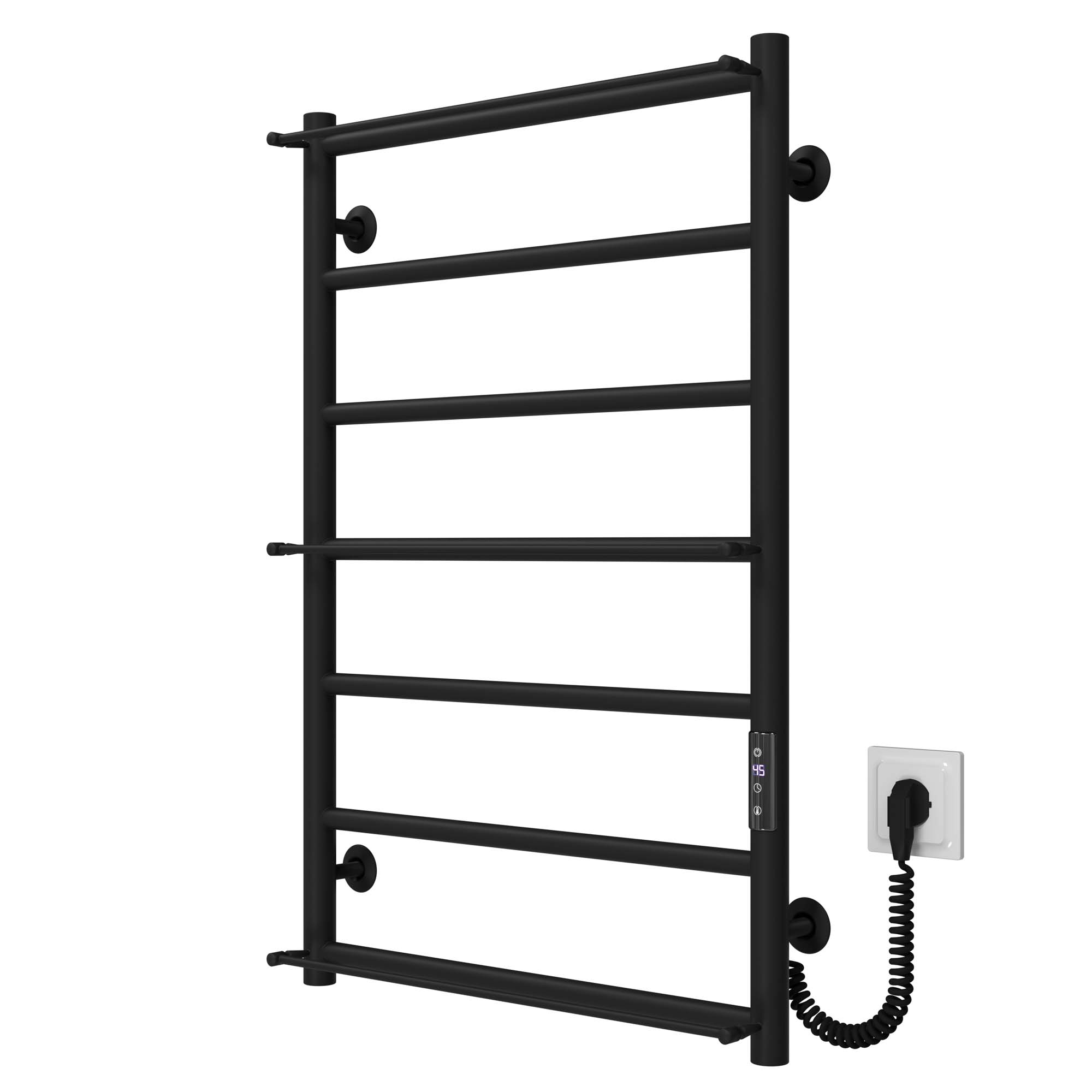 Рушникосушарка електрична Ladder П7 500х800 Deffi нержавіюча сталь (Чорний, JD03, Праве підключення)