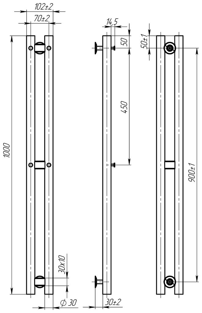 Рушникосушарка електрична Maxi П3 70х1000 Deffi фарбована сталь (Чорний, JD03)