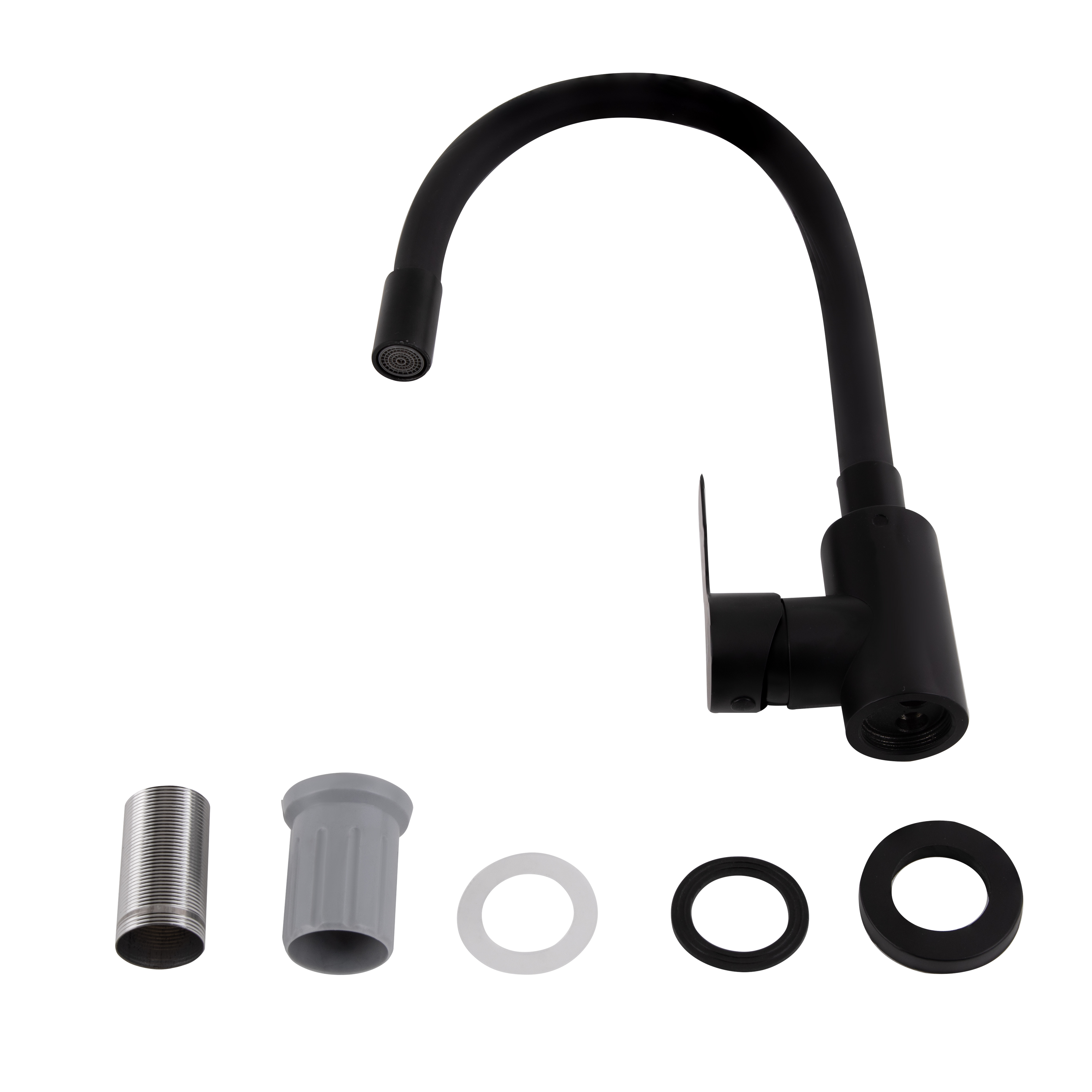 Змішувач для кухні Brinex Pure 015F3 з гнучким виливом   Black Matt BRIPUR015F3BLM