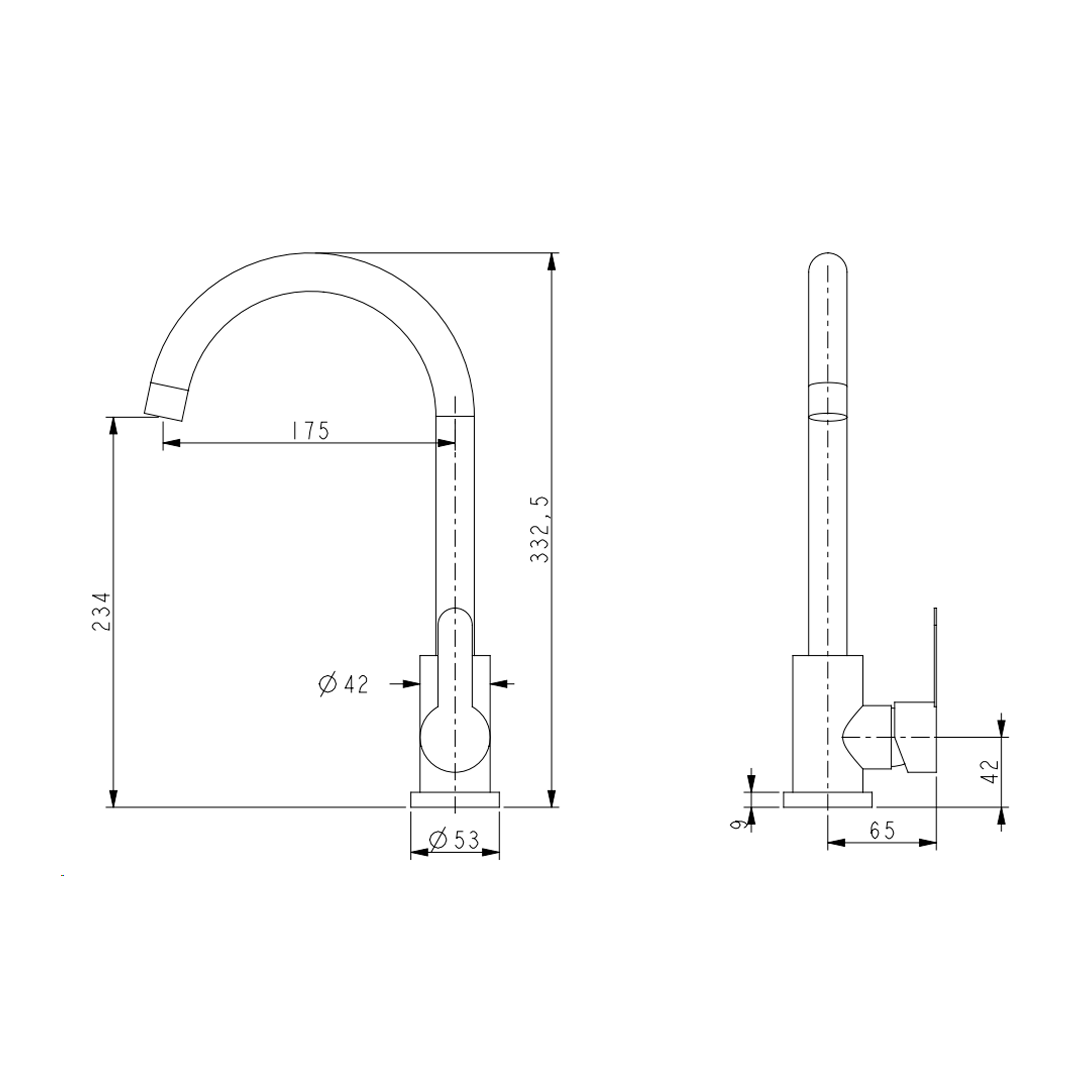 Змішувач для кухні U-образний Brinex Pure 015F U-образний  Nickel BRIPUR015FNKL
