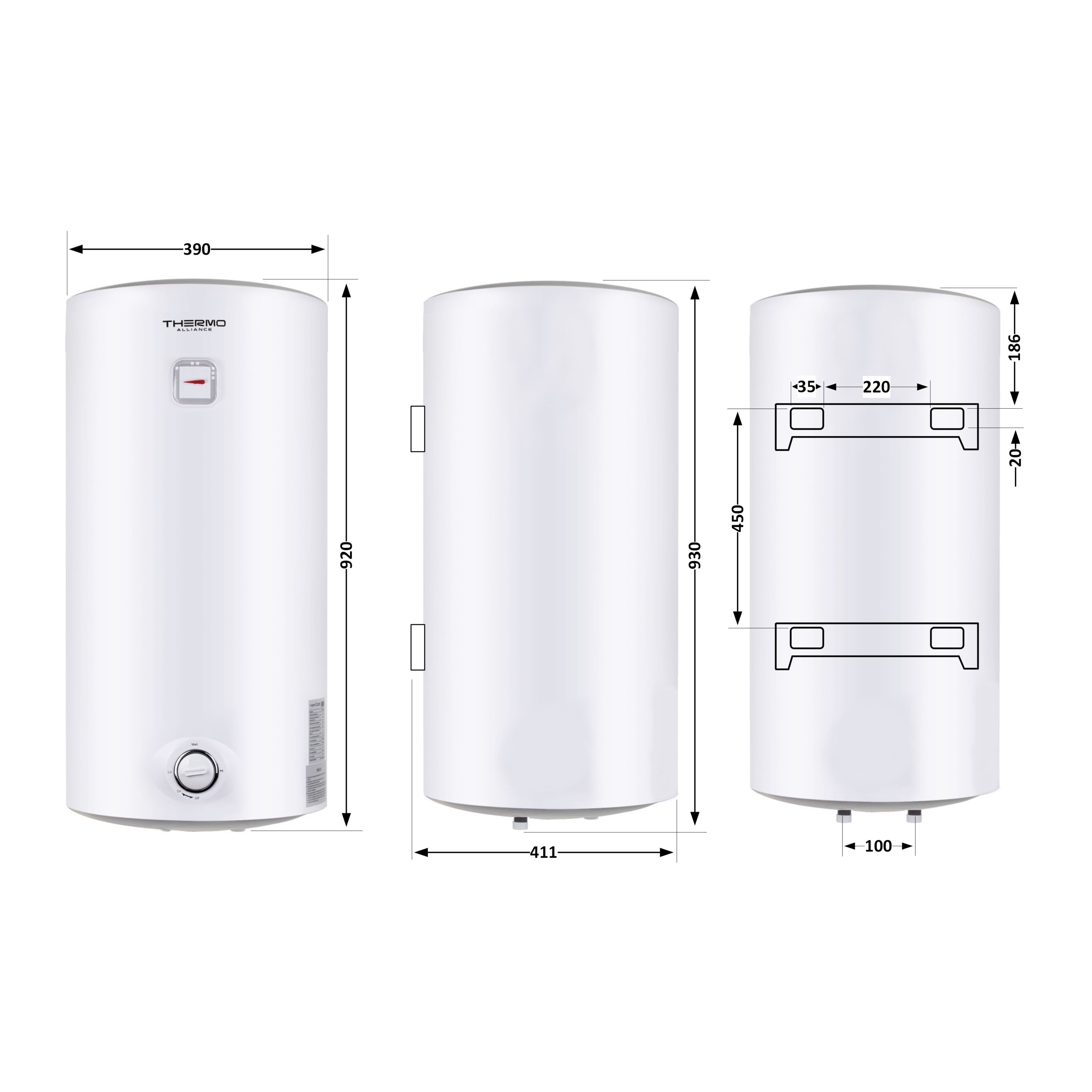 Водонагрівач електричний Thermo Alliance 80 л SLIM вертикальний, мокрий ТЕН 1,5 кВт D80V15Q2